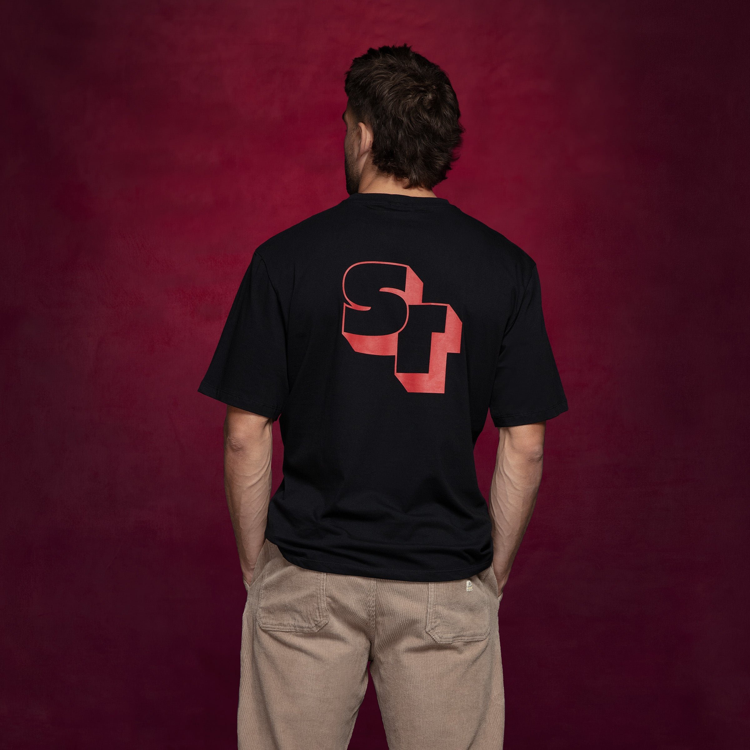 Printed cotton short-sleeved T-shirt SERGE BLANCO Black