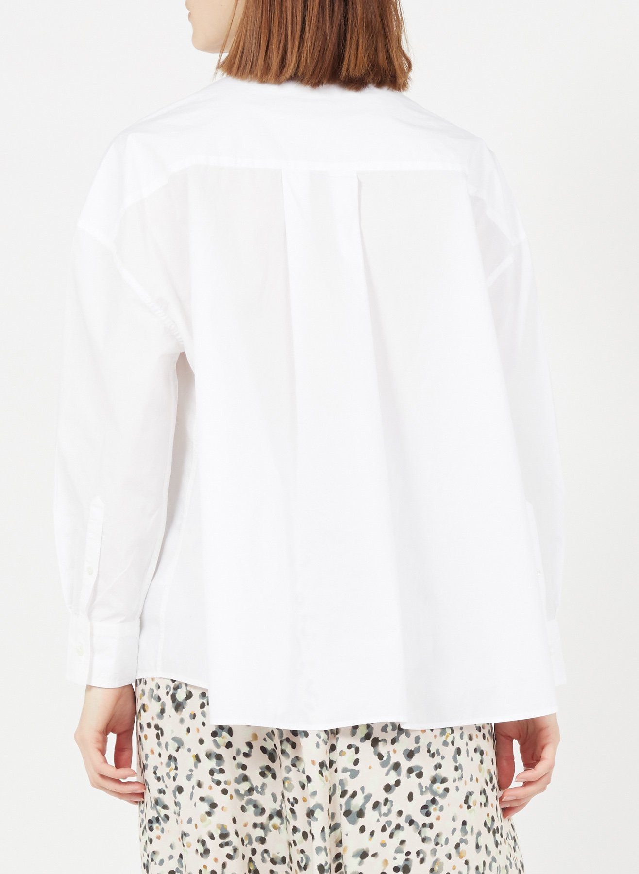Ruimvallende, katoenen blouse met ronde hals BELLEROSE Wit