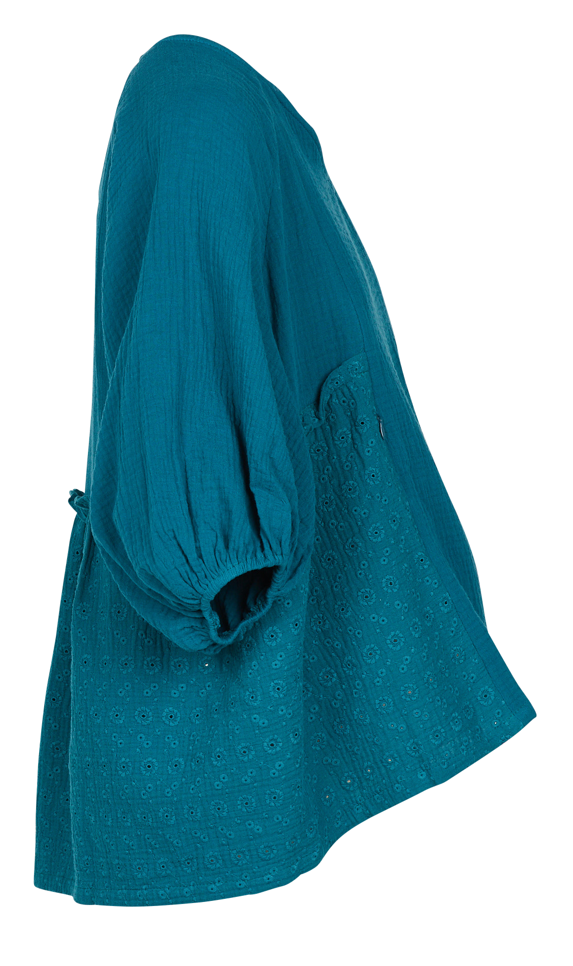 Cotton V-neck maternity top with 3/4 sleeves Blue