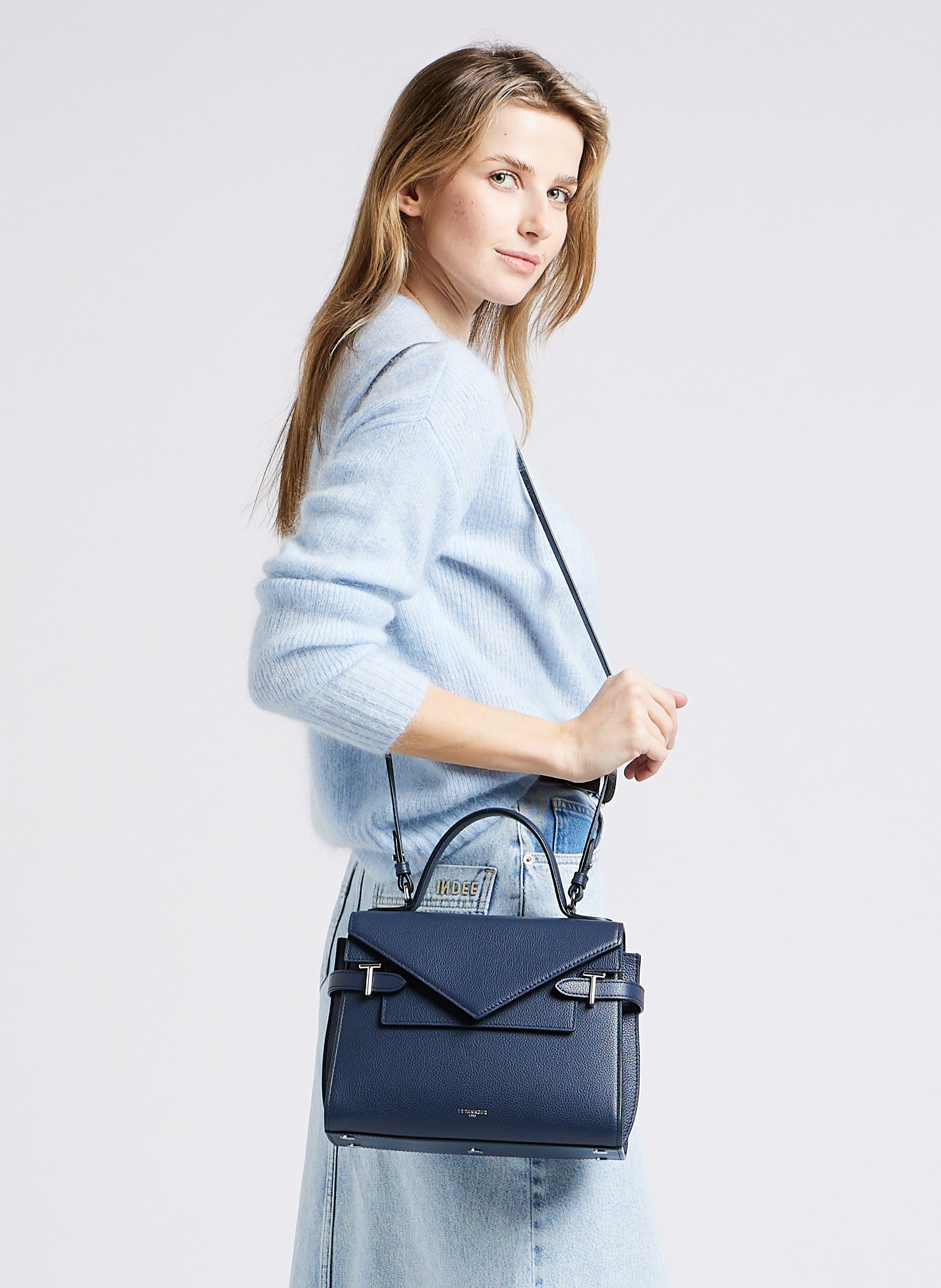 Sac à main en cuir LE TANNEUR Bleu