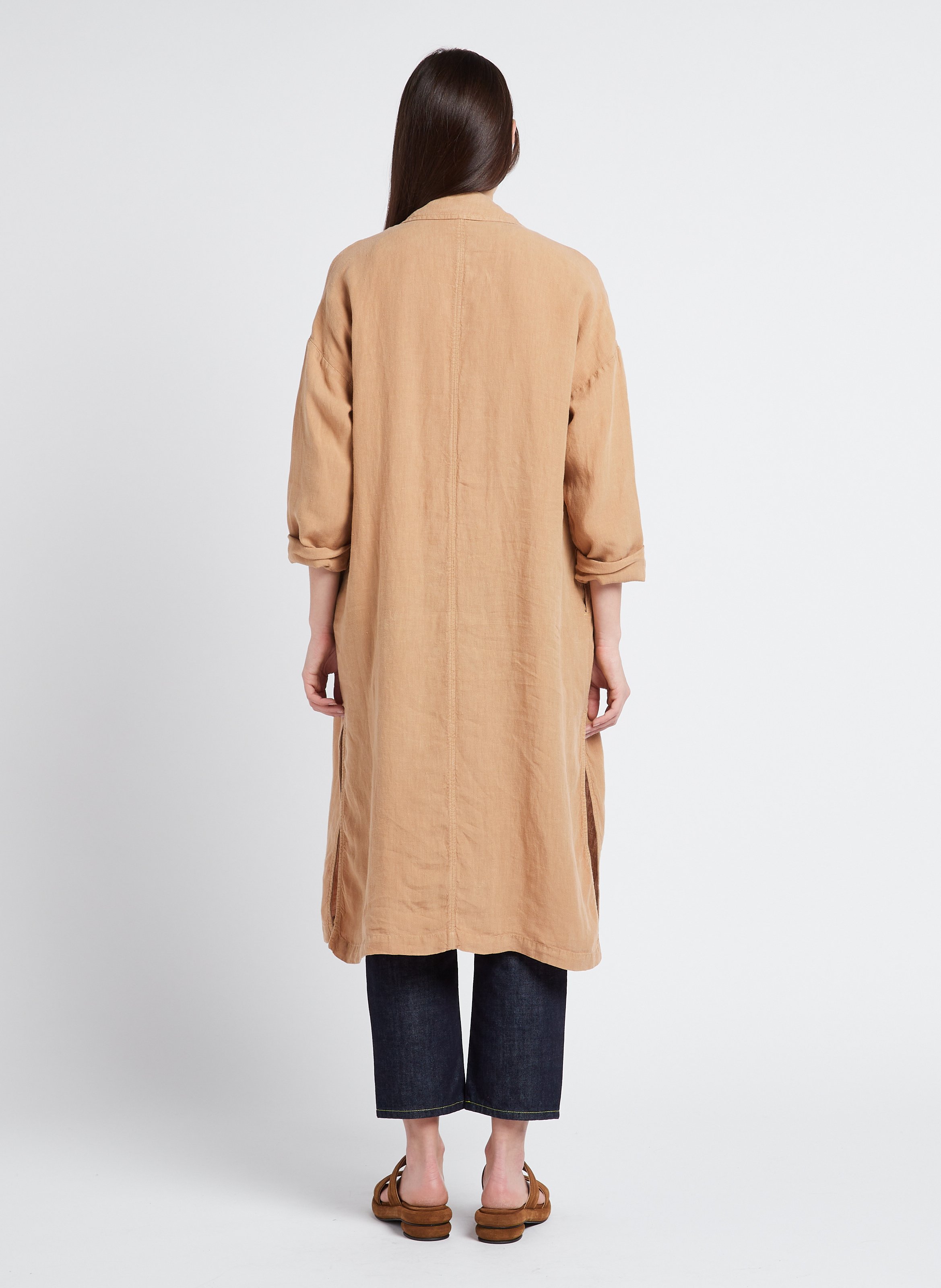 Lange, linnen trenchcoat THE NEW SOCIETY Bruin