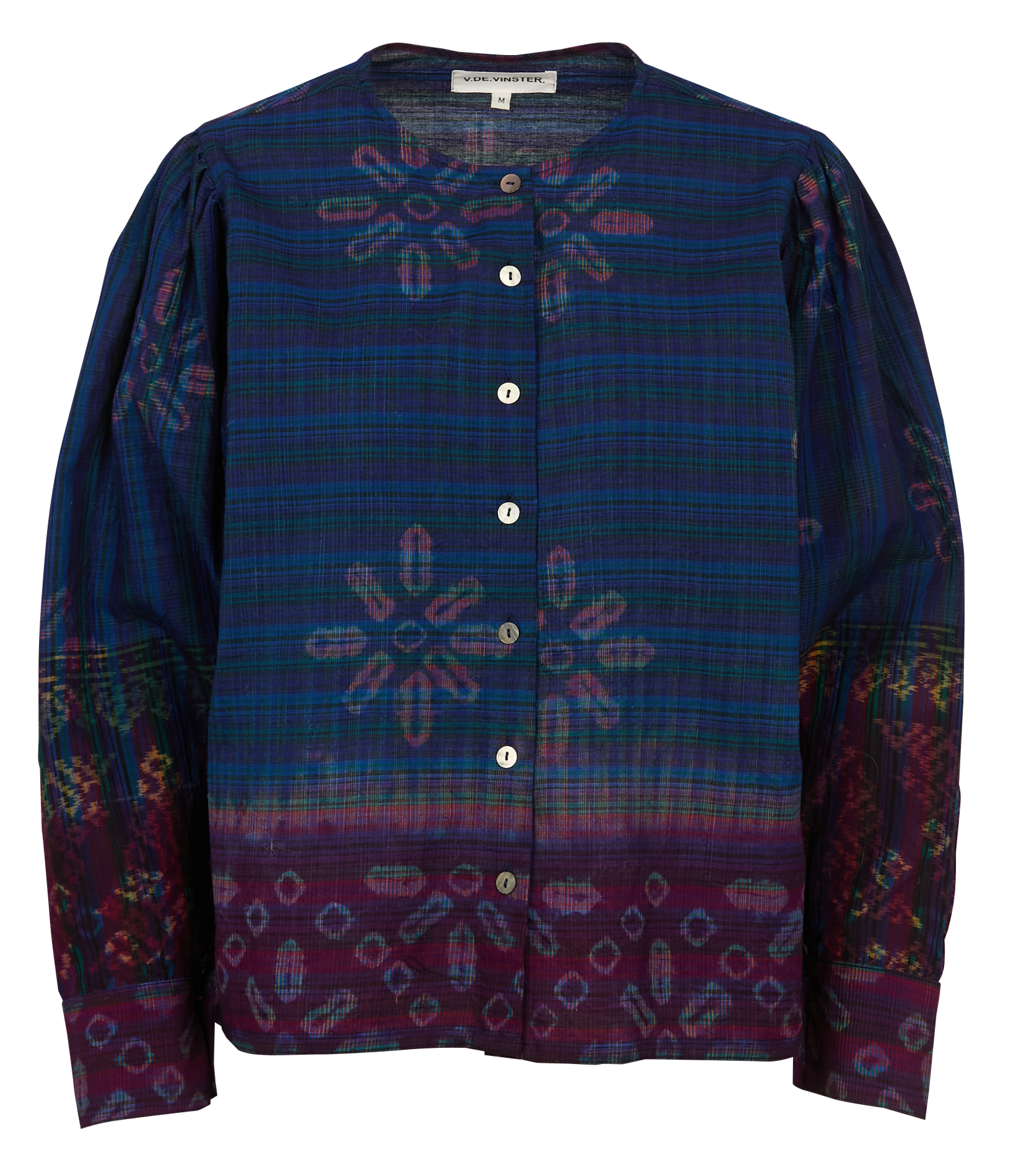 Chemise col rond imprimée en coton  Bleu