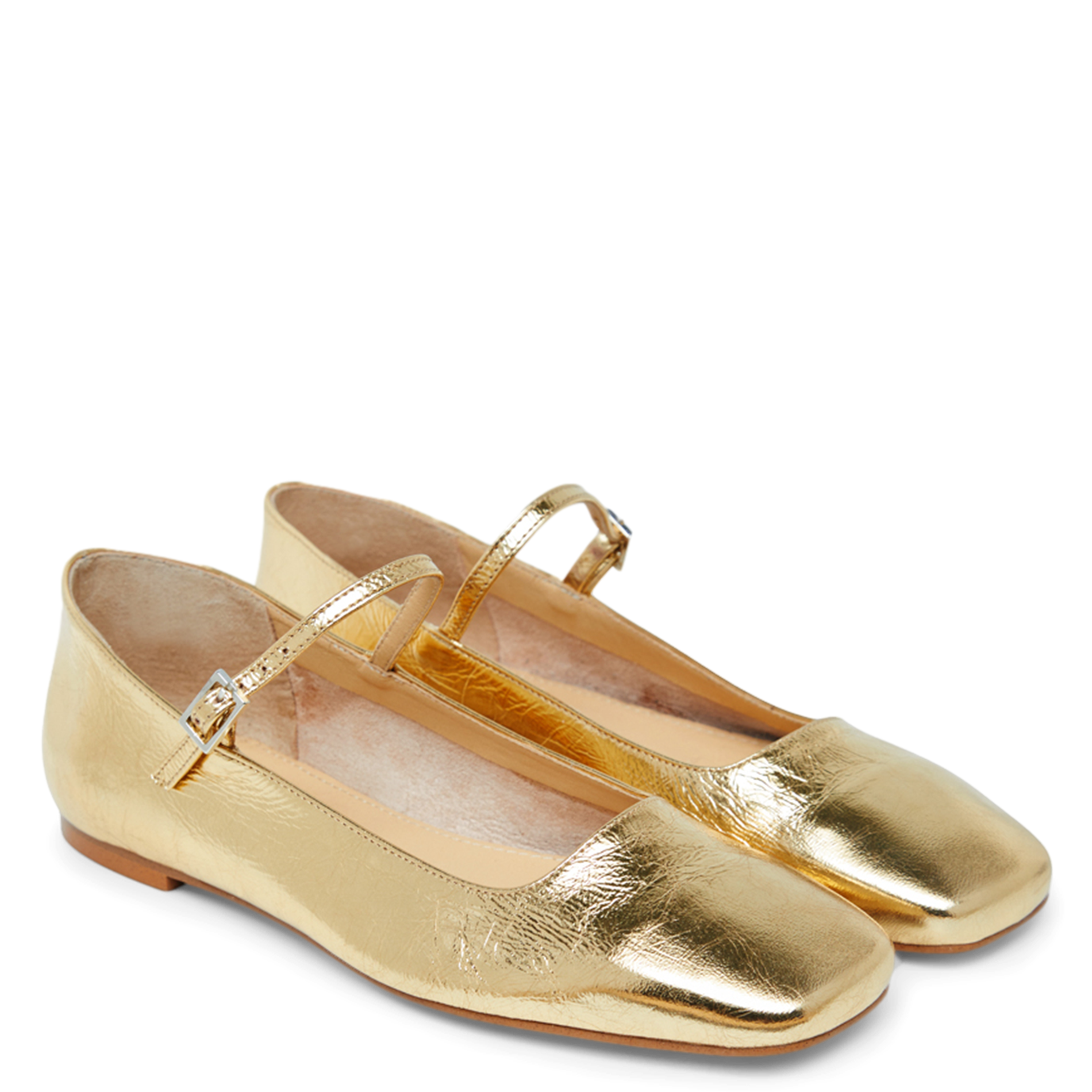 Ballerines en cuir métallisé AUGUSTA Doré