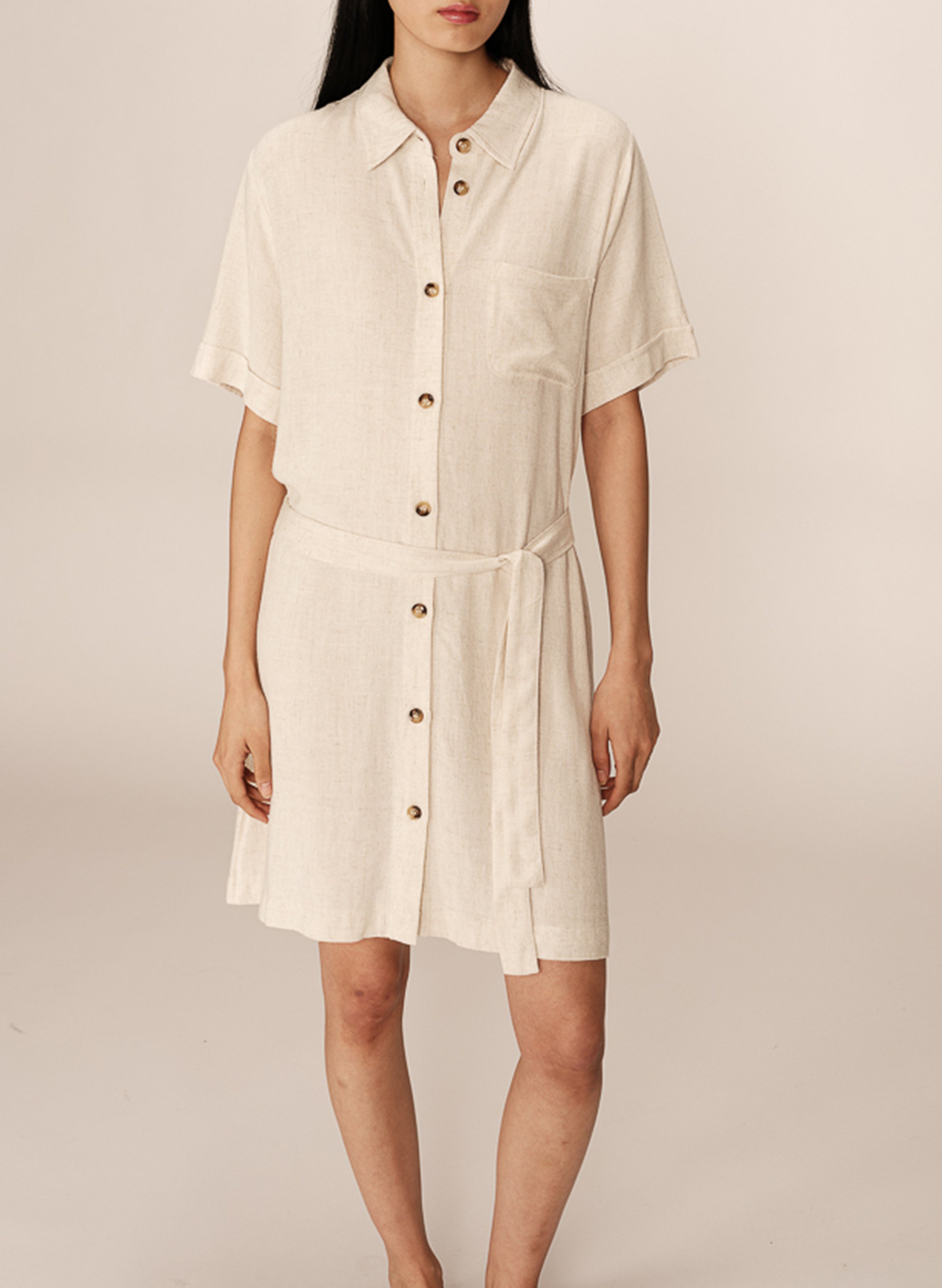 Robe courte col chemise GRACE ET MILA Beige