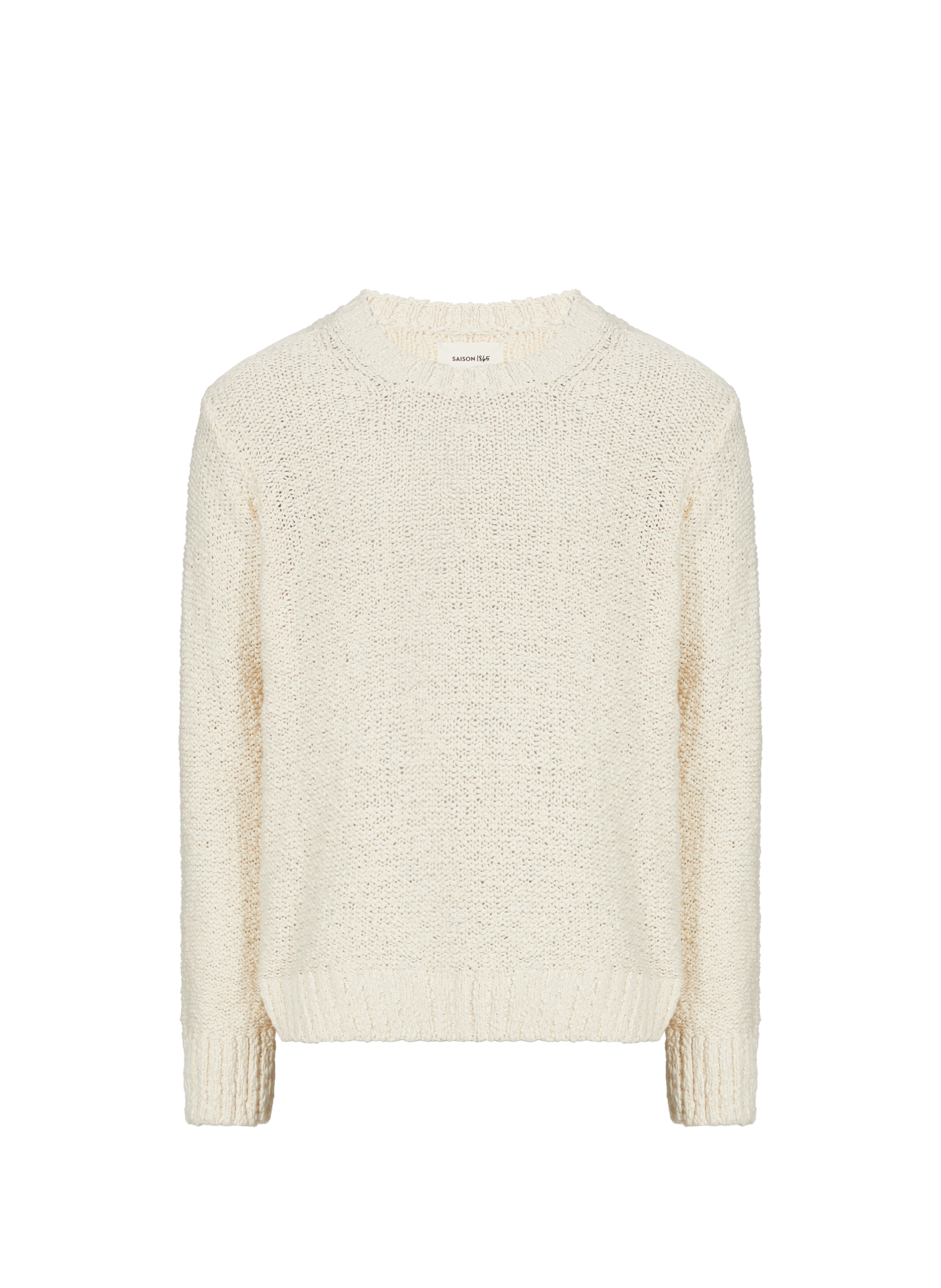 Round neck cotton sweater SAISON 1865 Beige