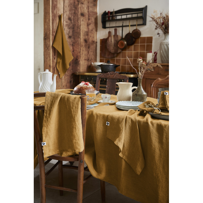 Cotton gauze tablecloth L'EFFET PAPILLON Brown