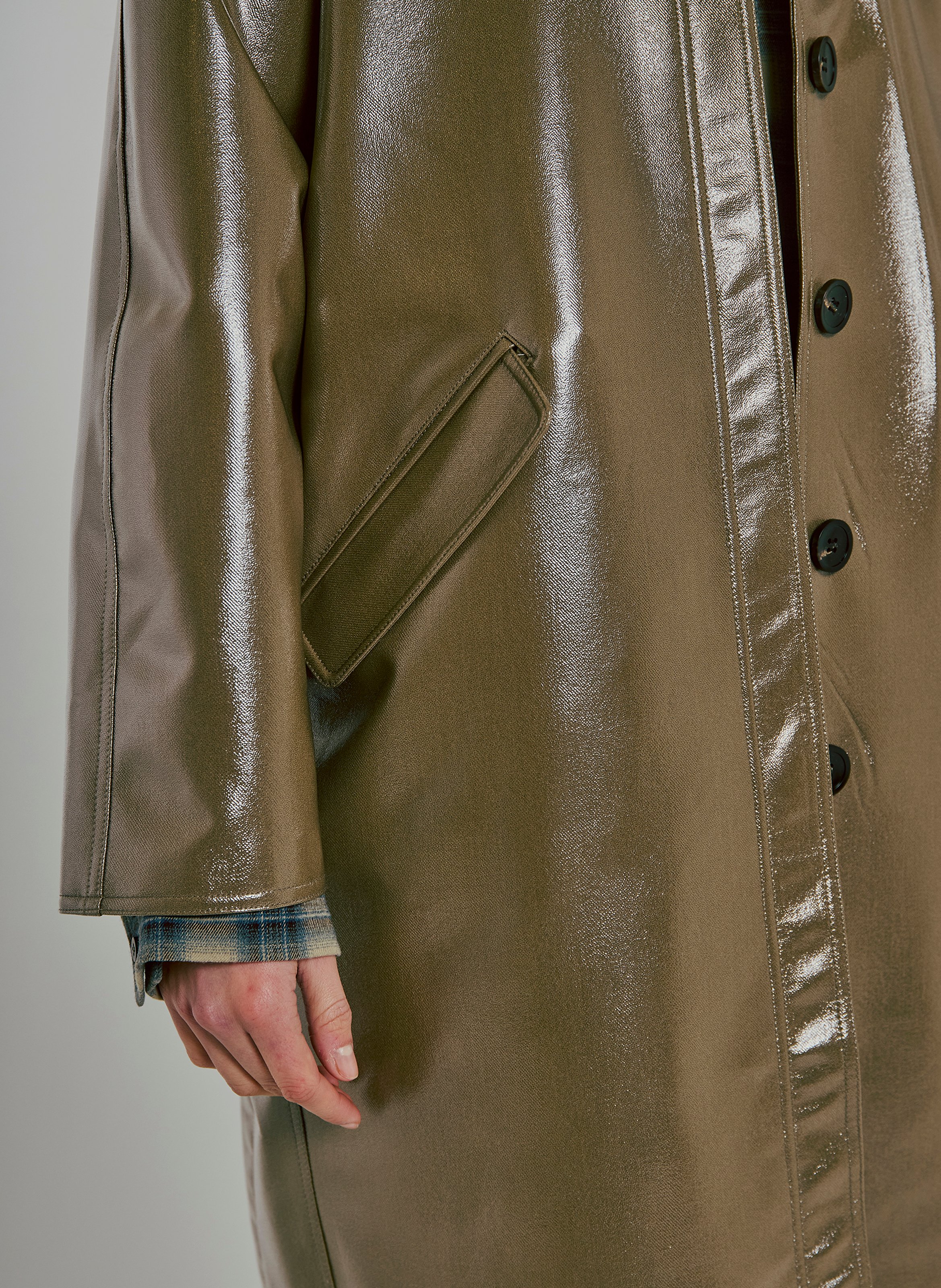 Lange jas met klassieke kraag NORR Groen