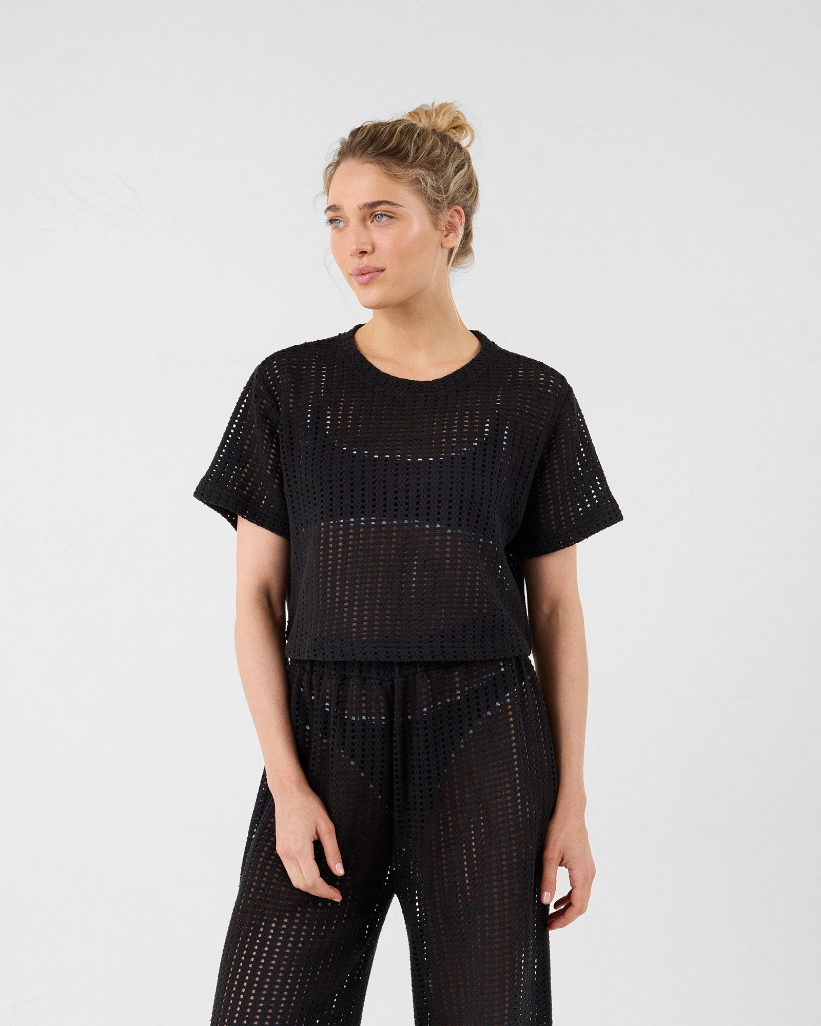 Round-neck cotton knit Giada T-shirt JOTT Black