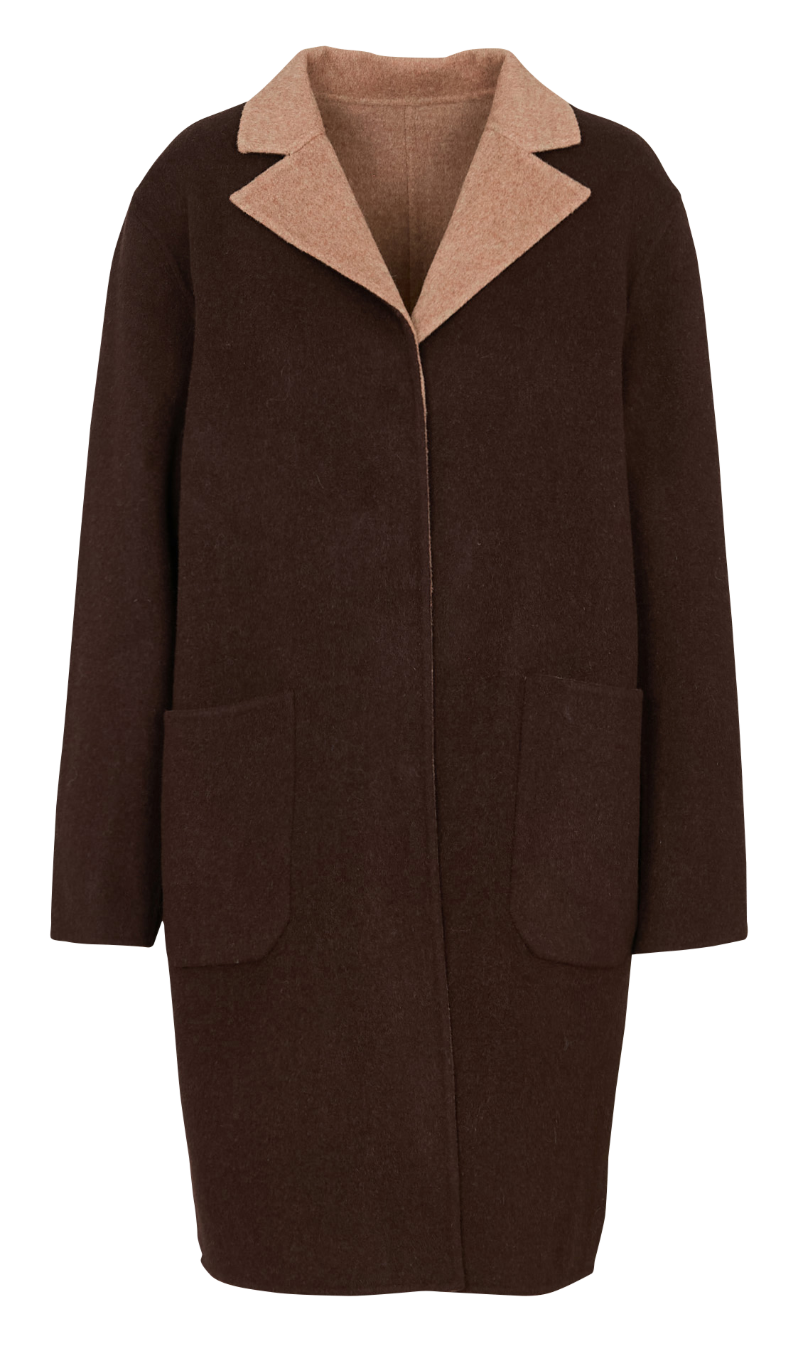 Manteau col tailleur en laine mélangée BENSIMON Beige