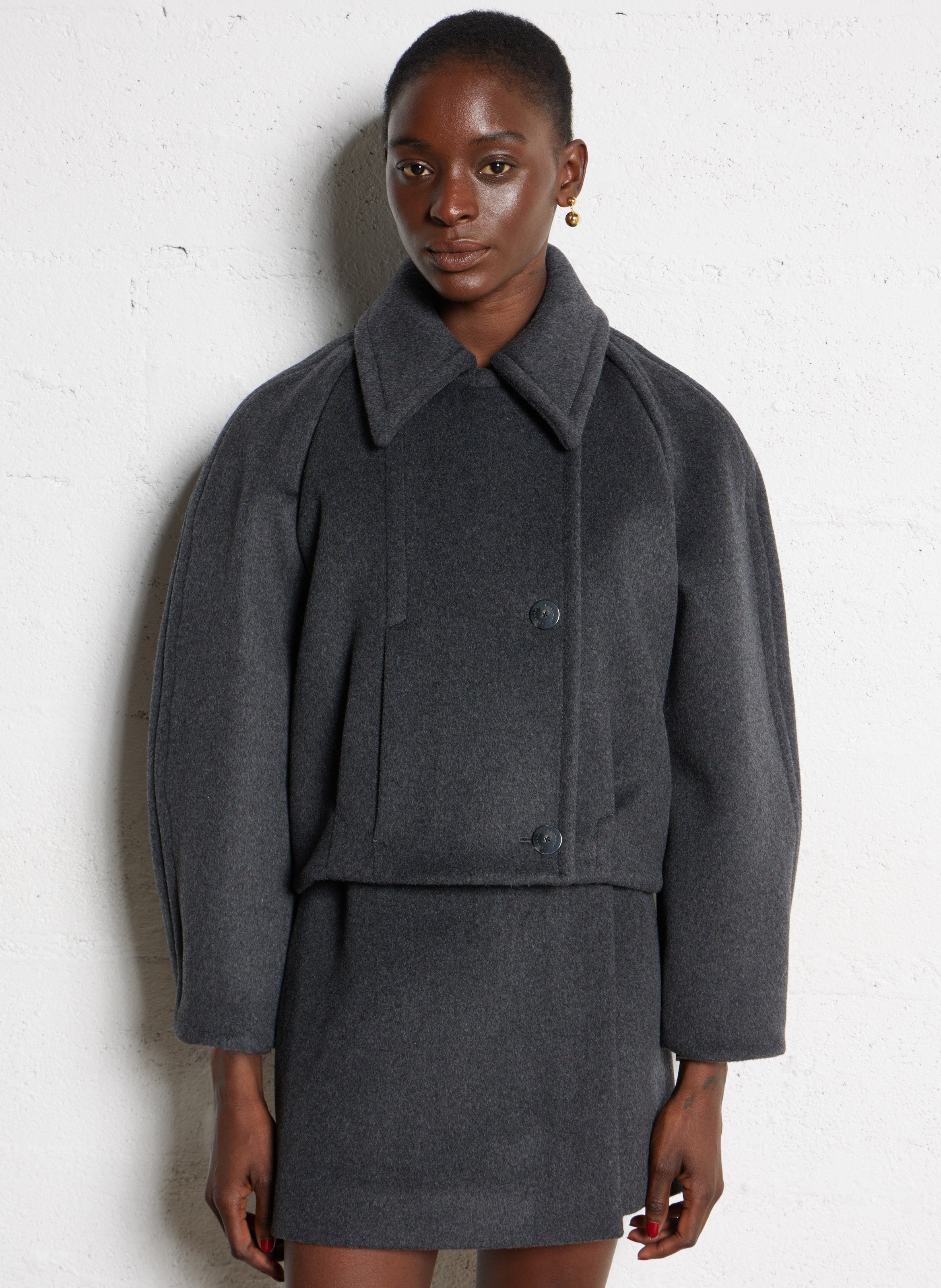 Veste droite en laine mélangée MARGAUX LONNBERG Argent