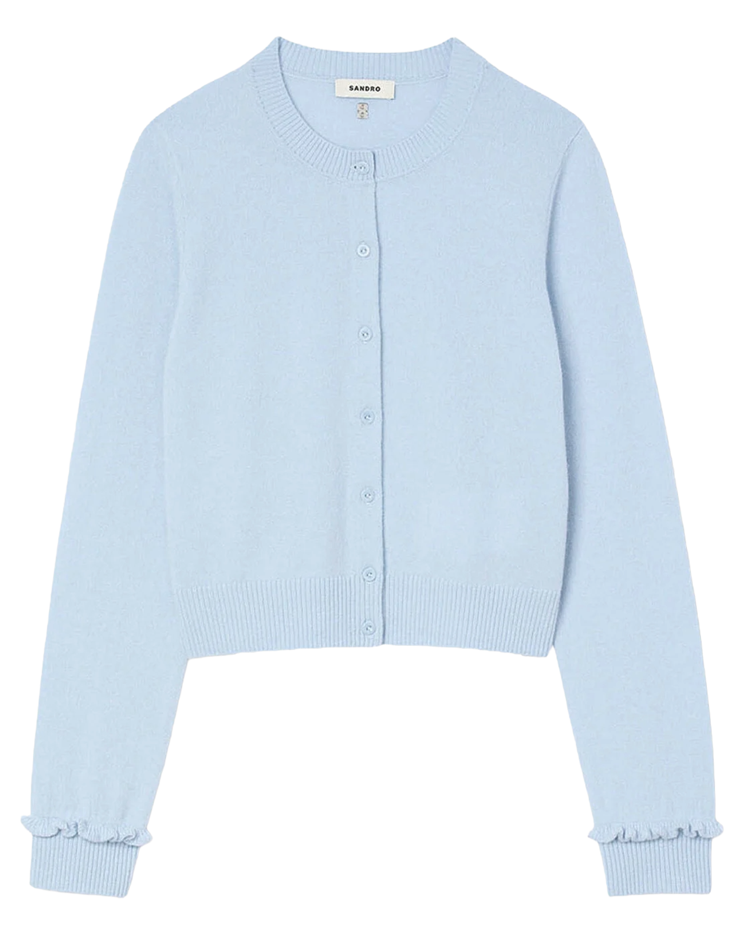 Gilet col rond en laine et en cachemire mélangés SANDRO Bleu