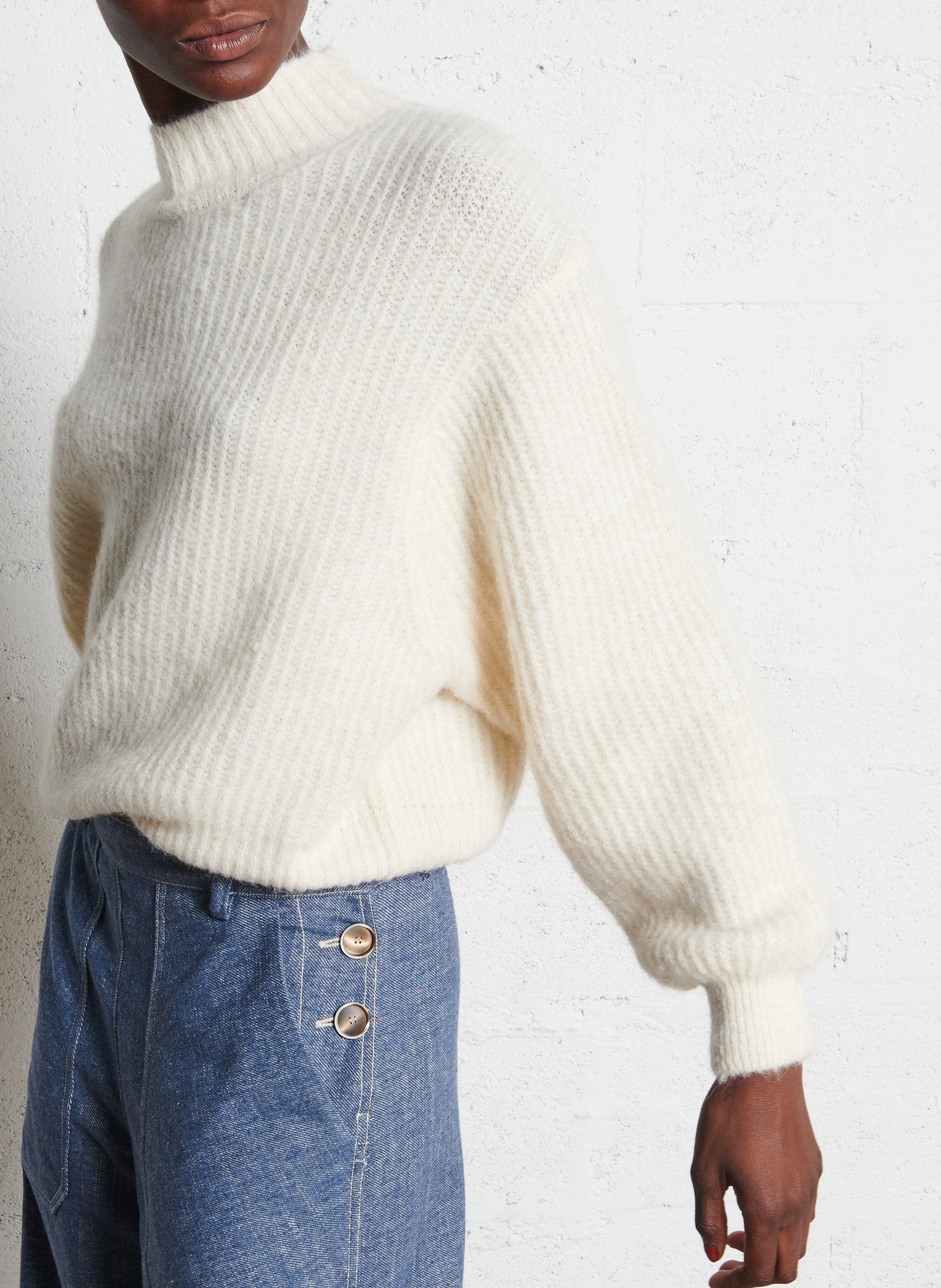 Pull oversize col montant AMERICAN VINTAGE Beige