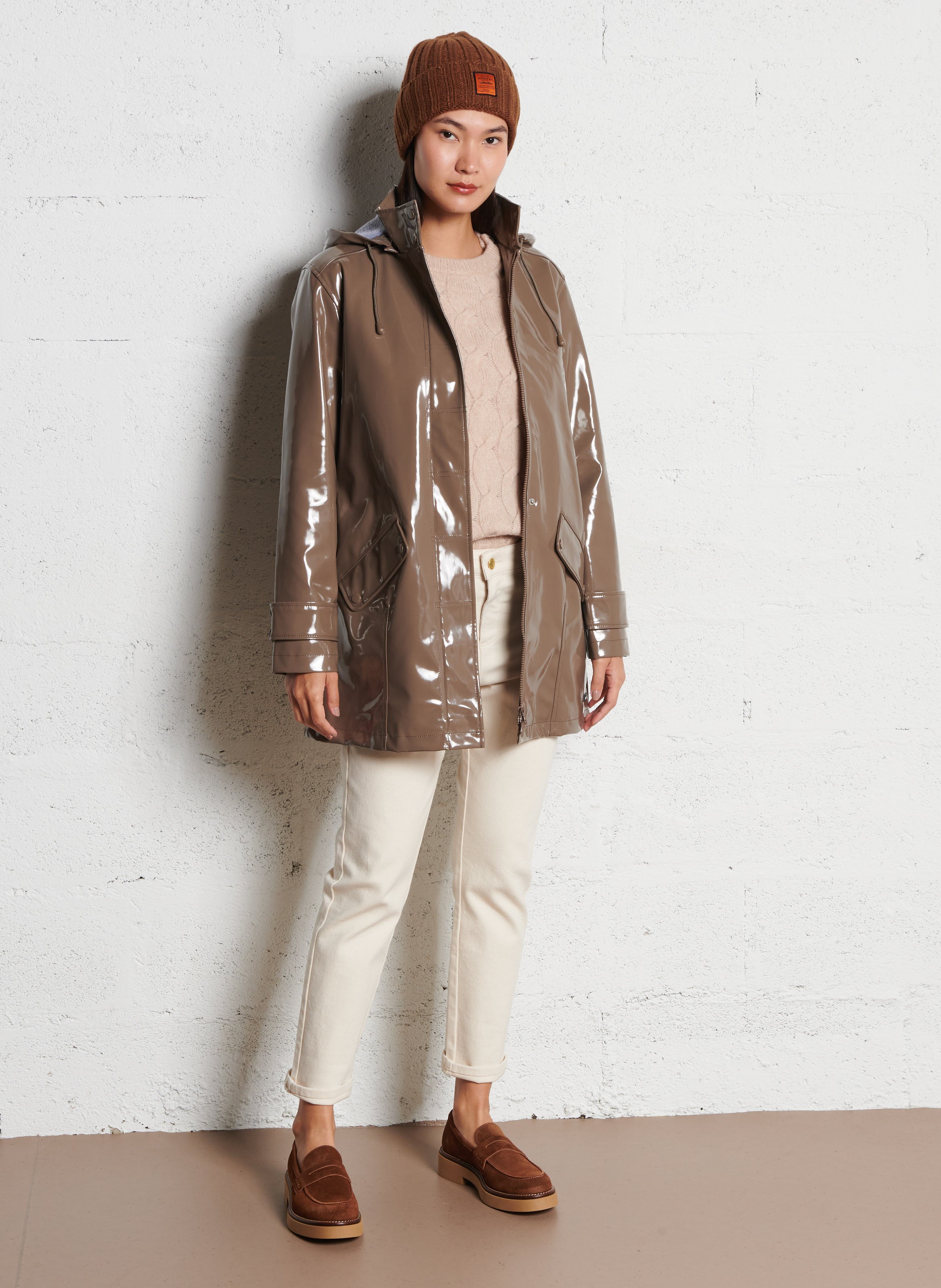 Imperméable à capuche vernis ARMOR LUX Gris