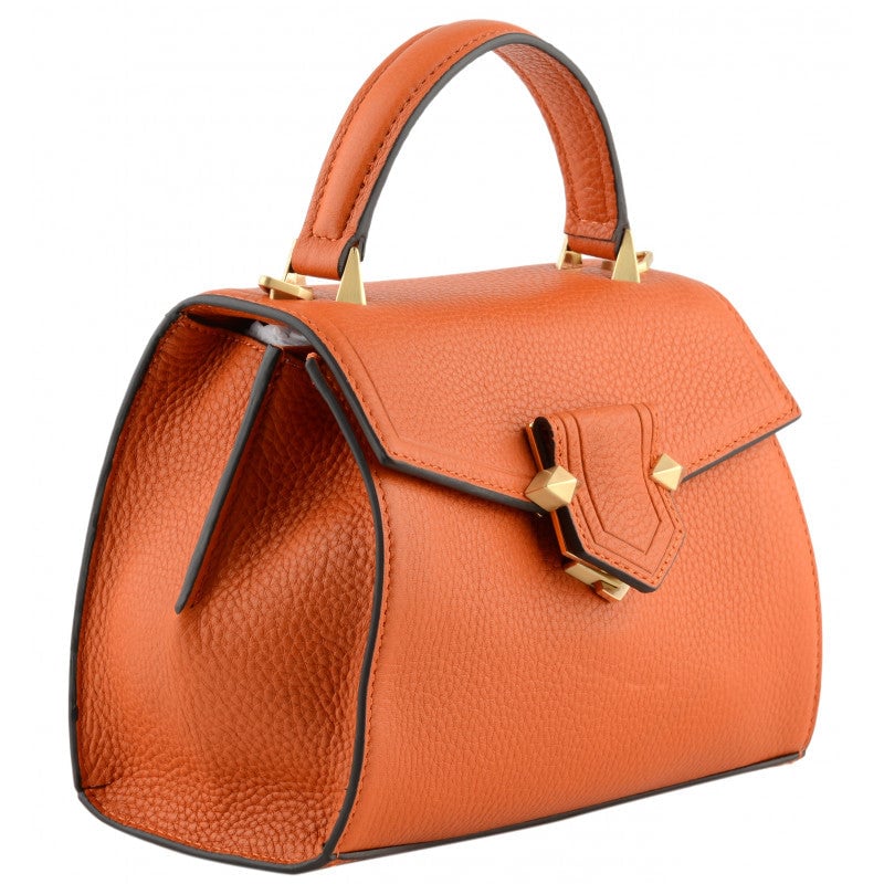 Handbag - grained calf leather POURCHET Orange