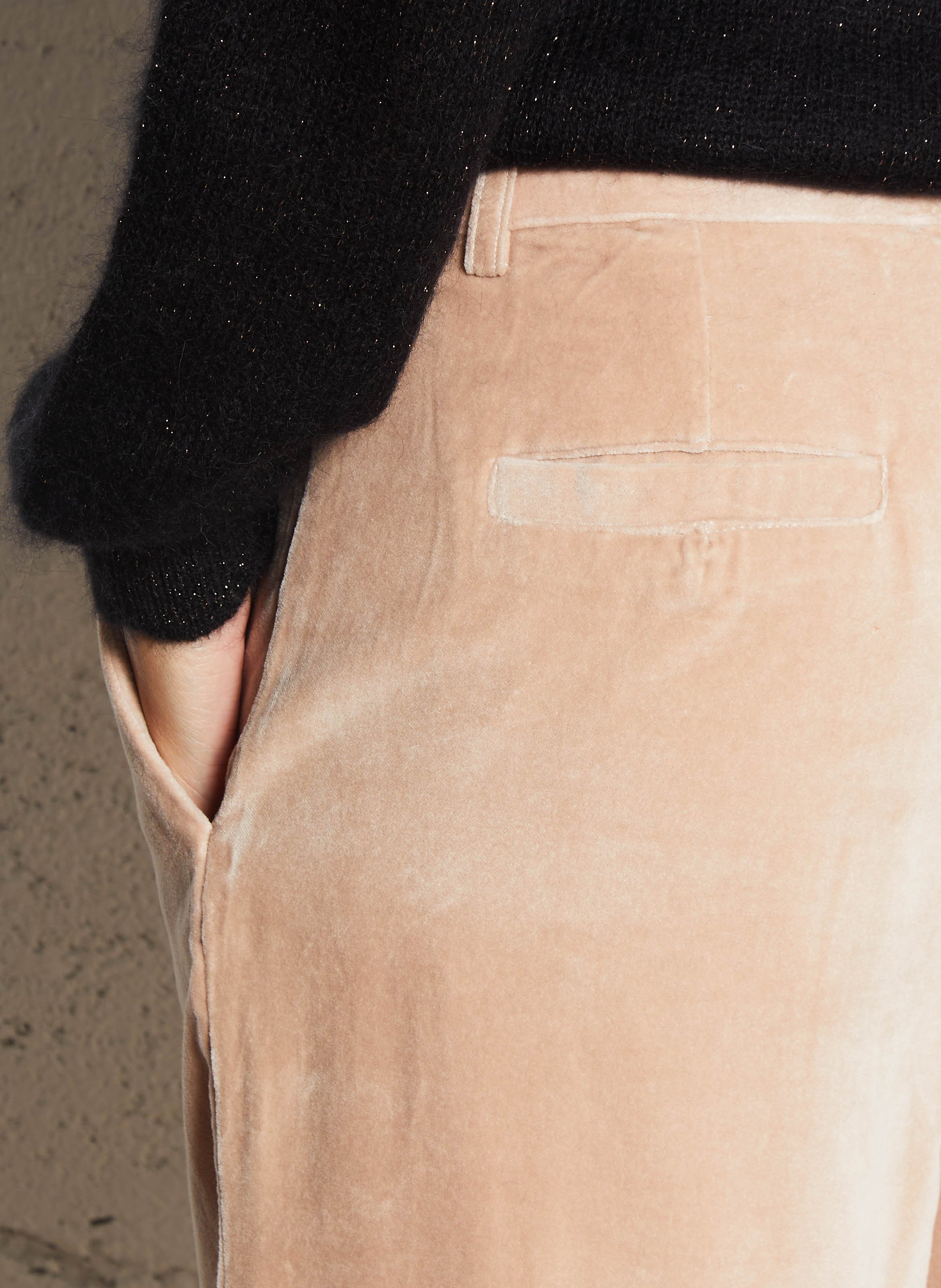 Weite Hose aus Baumwoll-Velours EMILE ET IDA Beige