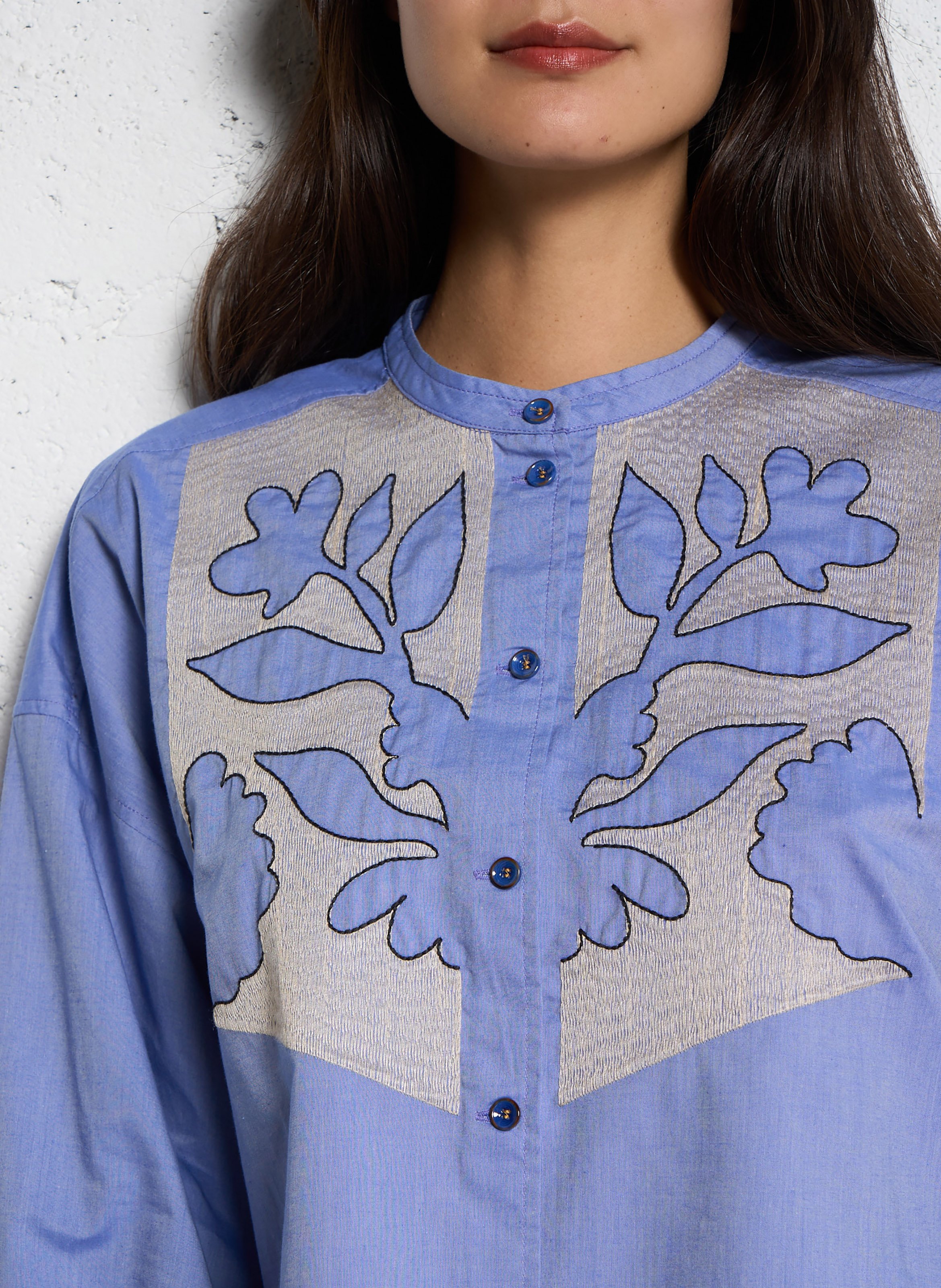 Cotton classic-collar over-sized shirt TINSELS Blue