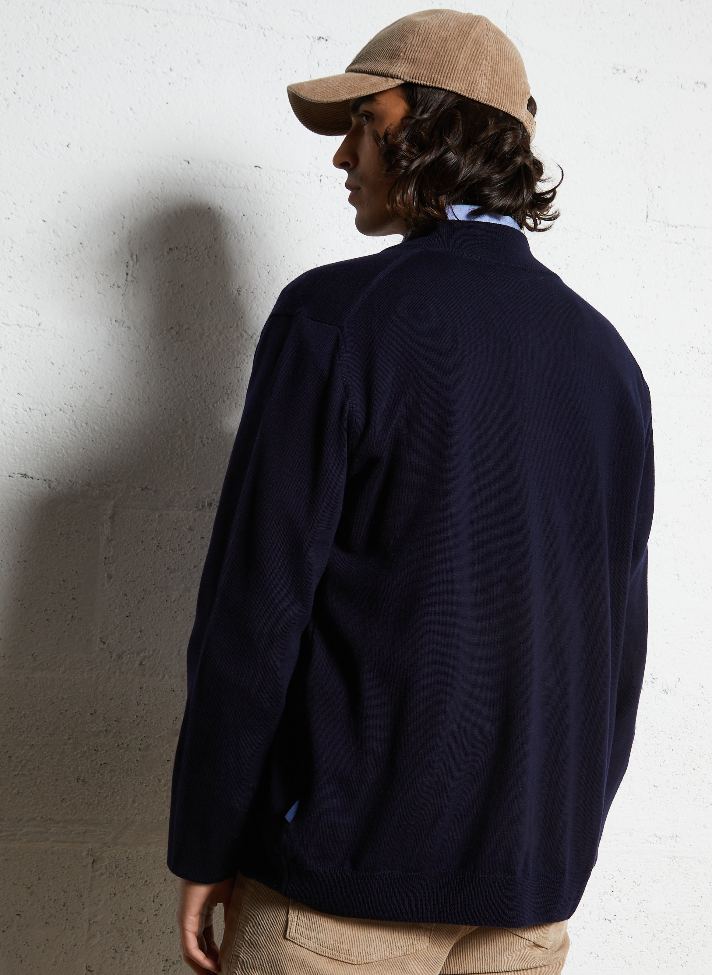 Gilet droit col montant en laine FACONNABLE Bleu