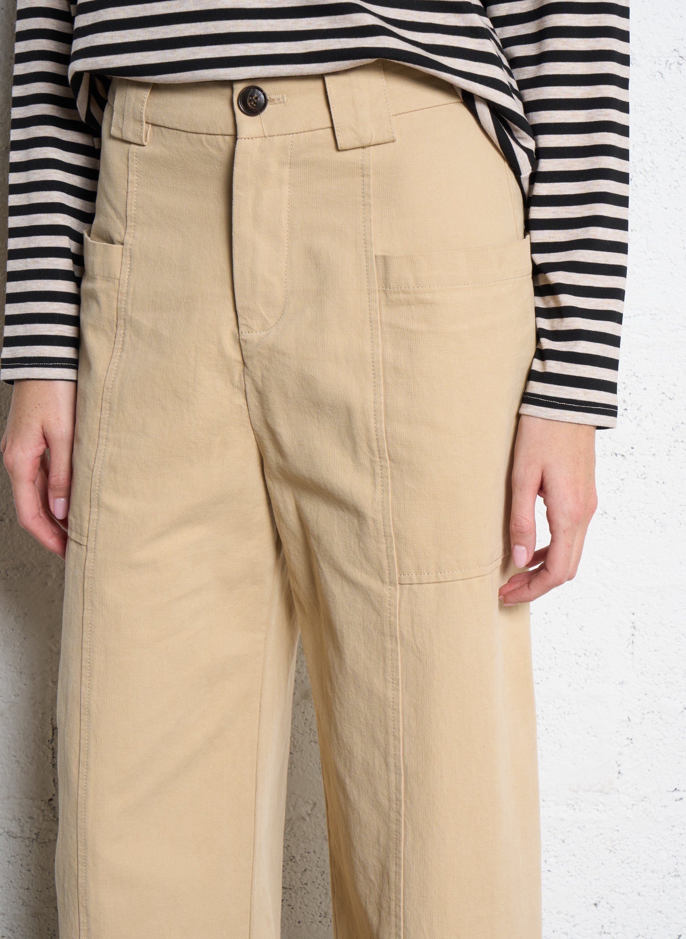 Weit geschnittene Taillenhose aus Baumwolle THE KORNER Weiss