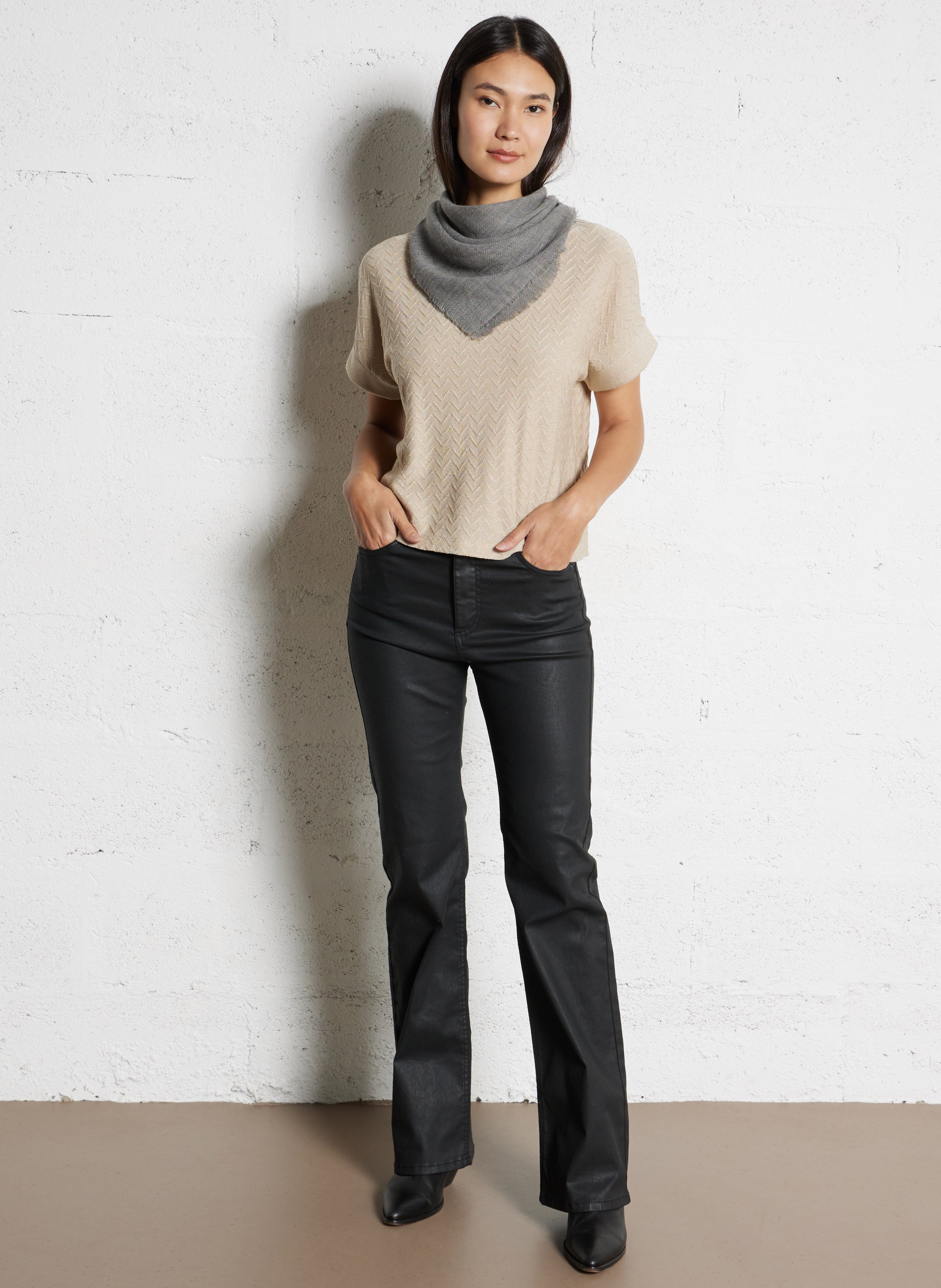 Beschichtete Bootcut-Jeans IKKS Schwarz