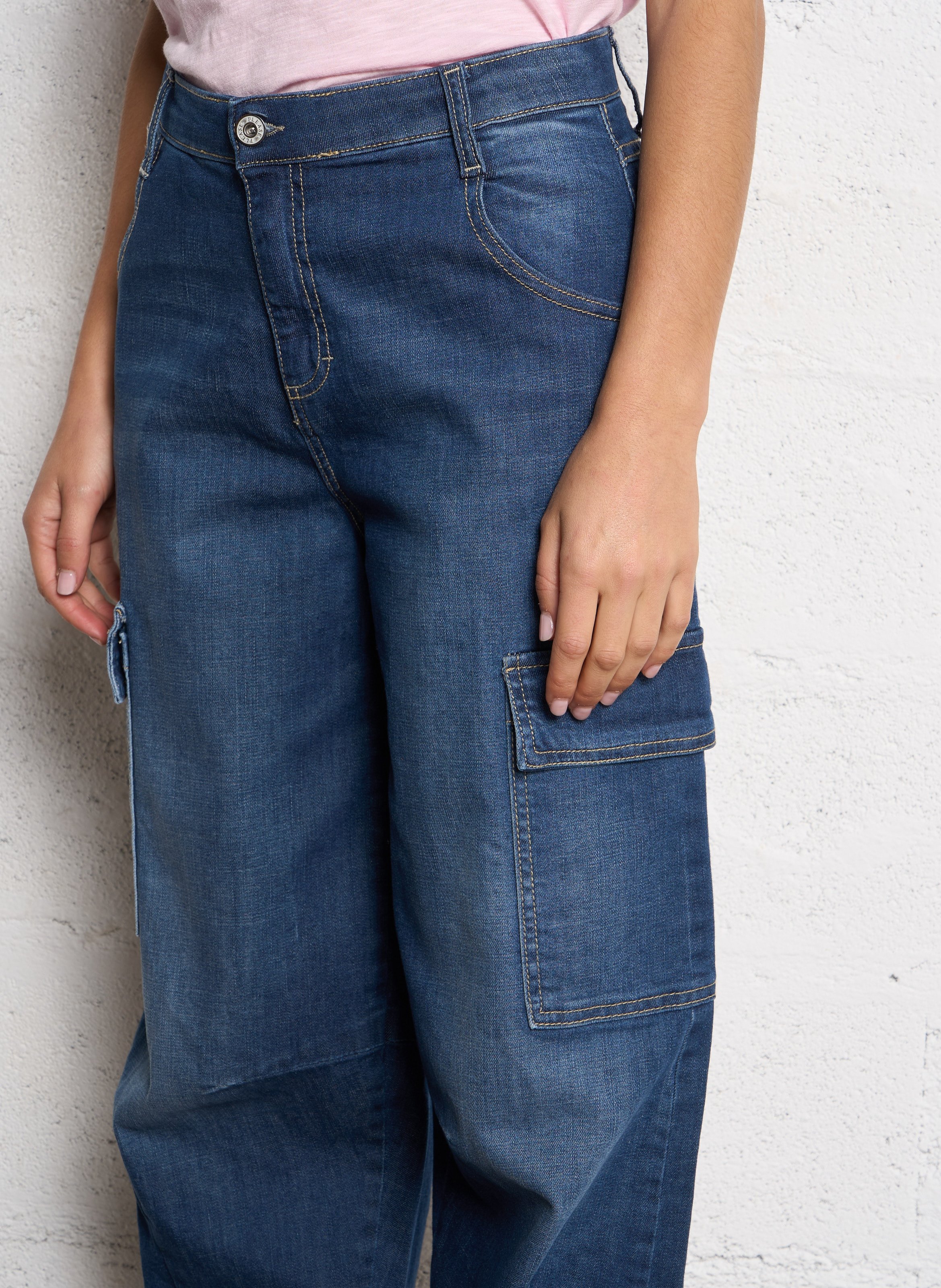 Pantacourt en jean PLEASE Bleu