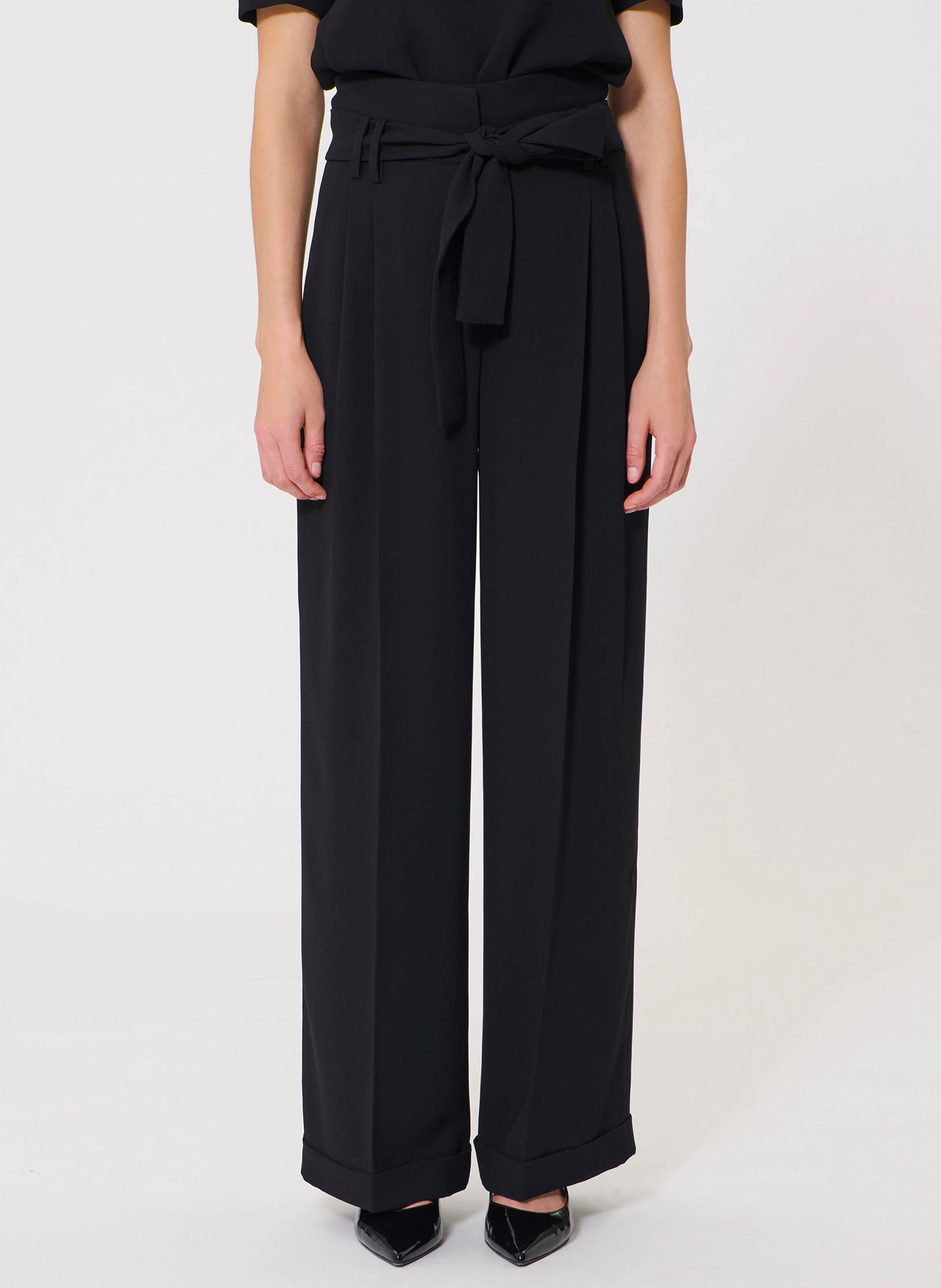 Pantalon taille haute ceinturé uni TARA JARMON