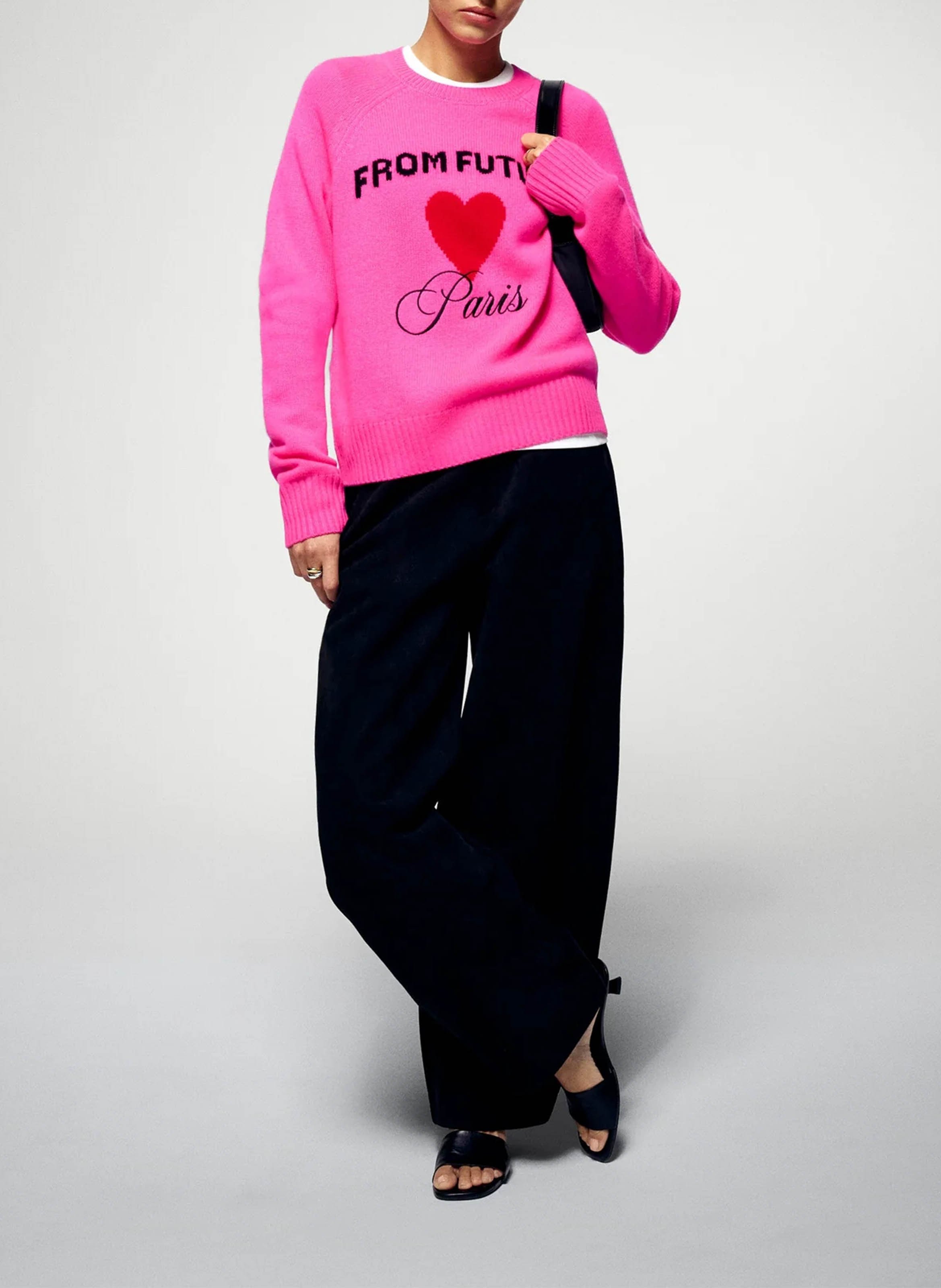 Pull droit en cachemire imprimé FROM FUTURE Rose