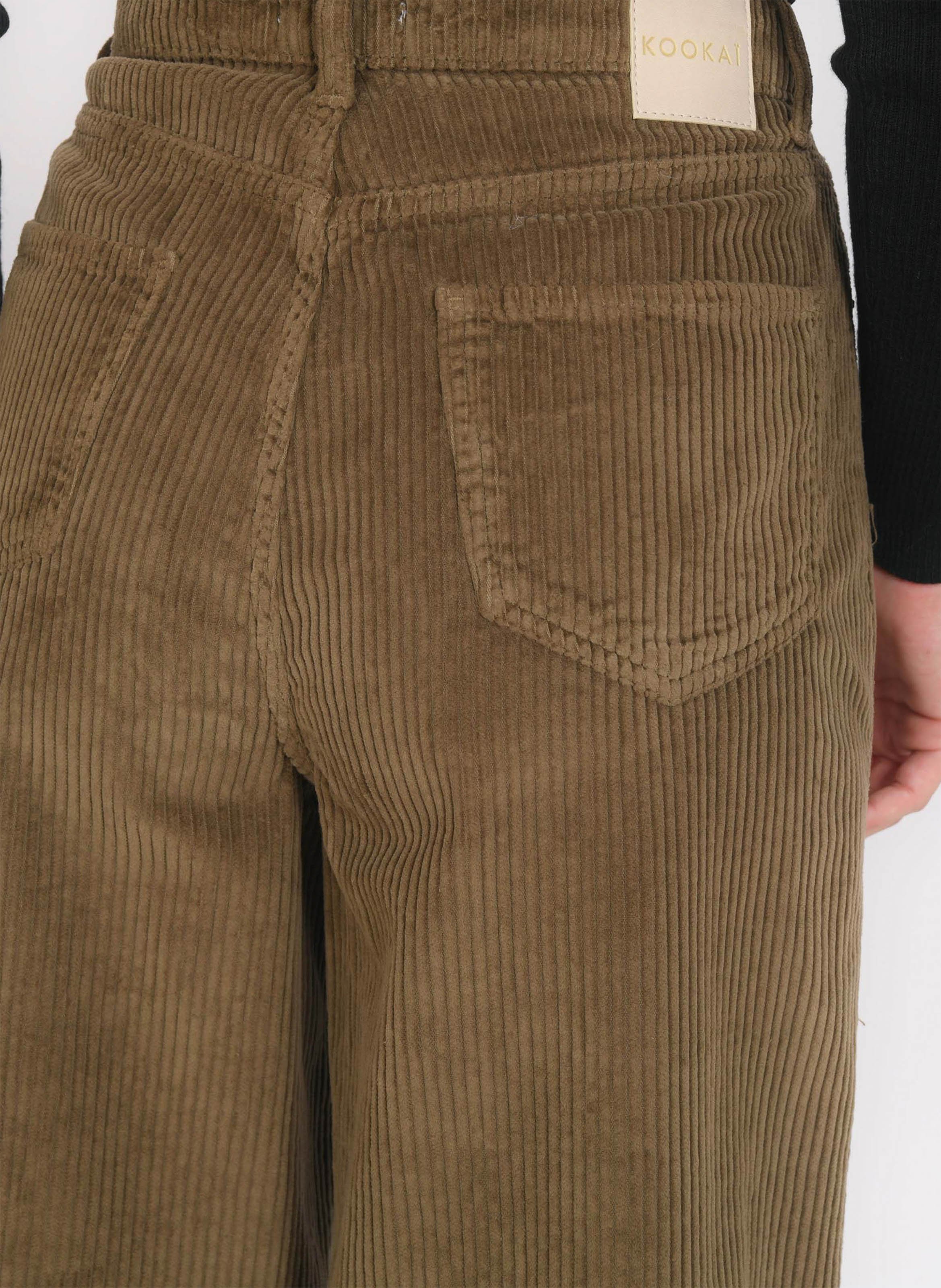 Pantalon large en velours côtelé KOOKAI Vert