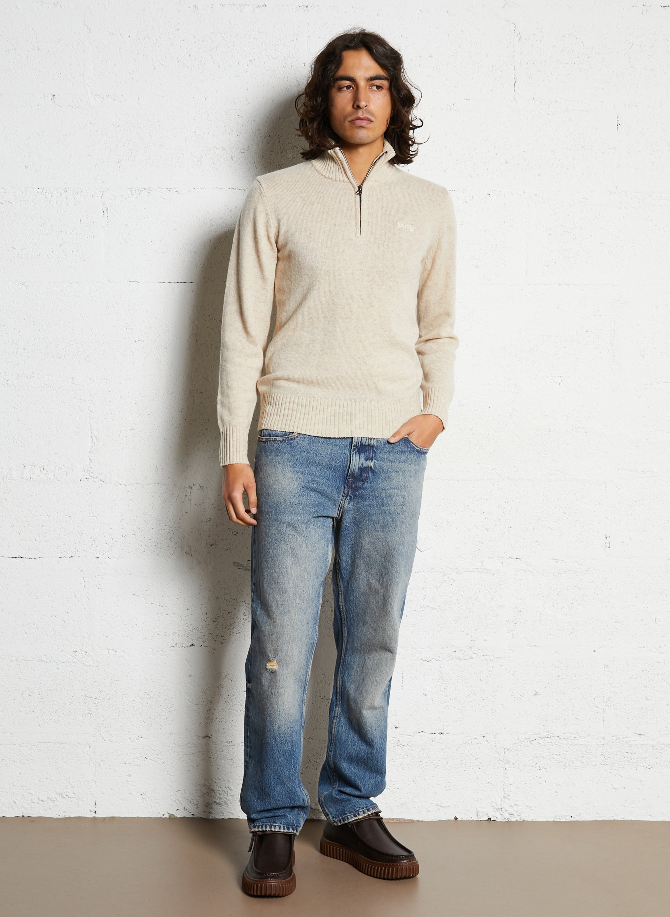 Cotton straight jeans SOLID Blue