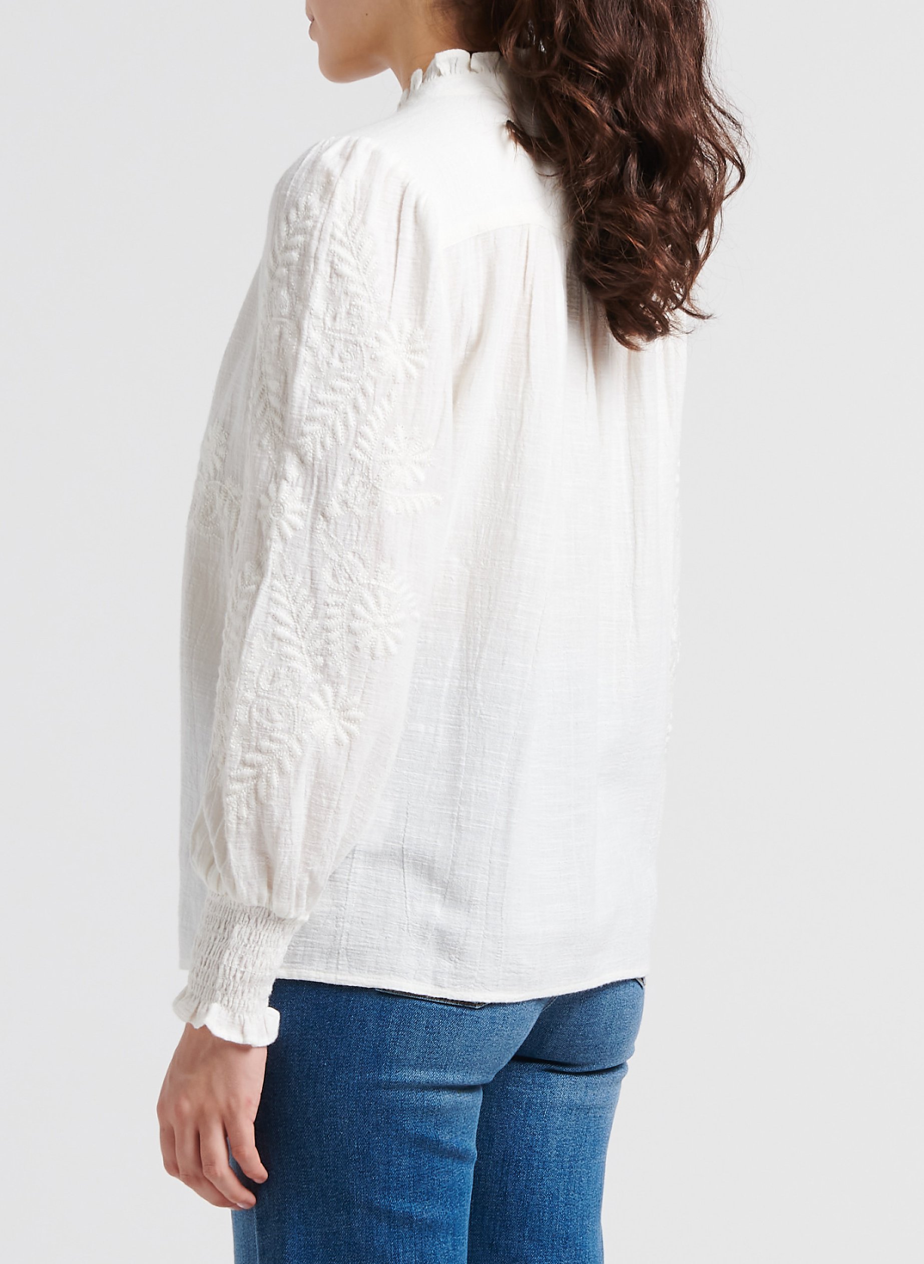 Embroidered cotton V-neck blouse MAISON 123 White