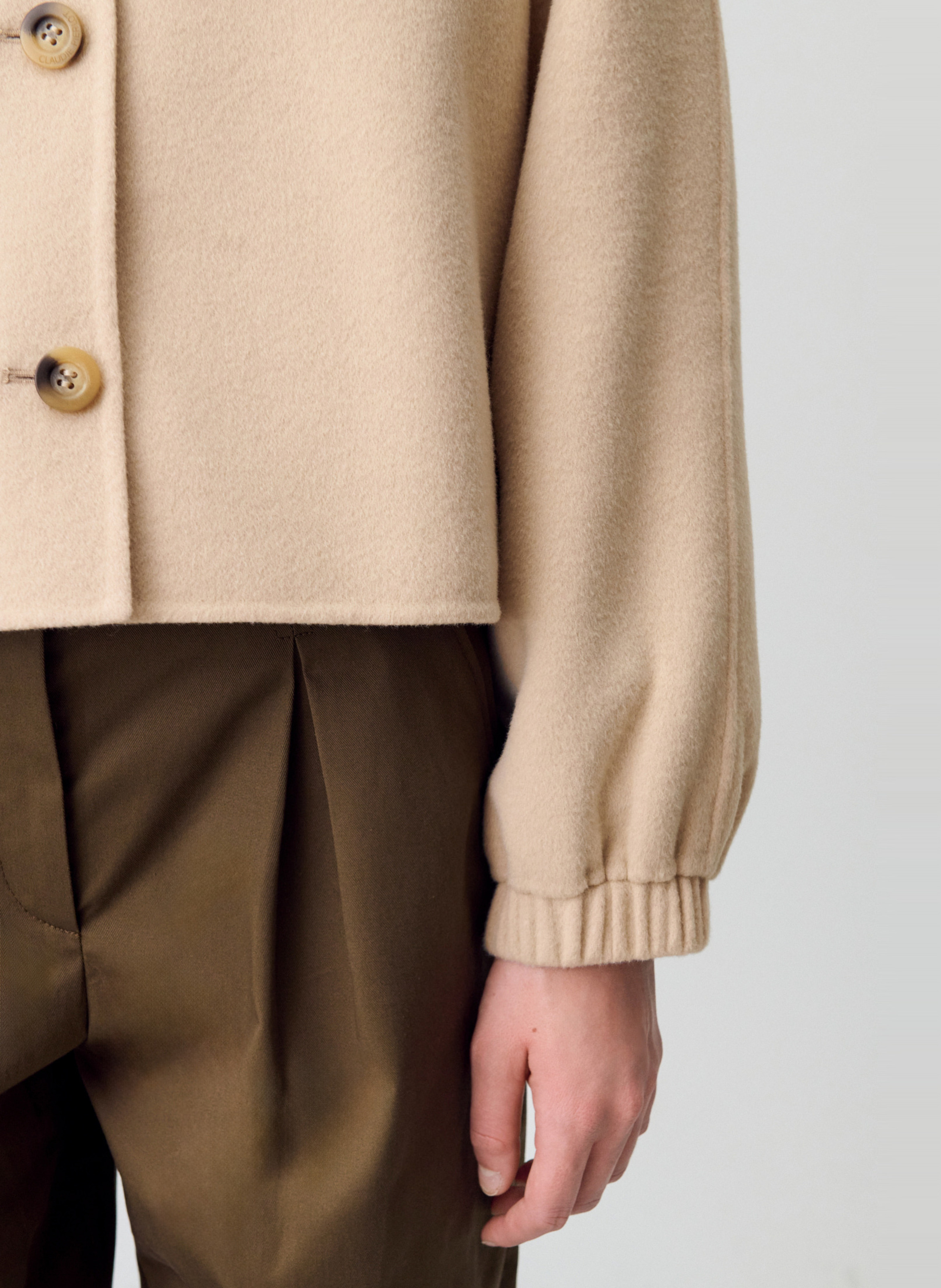 Veste courte en laine mélangée CLAUDIE PIERLOT Beige