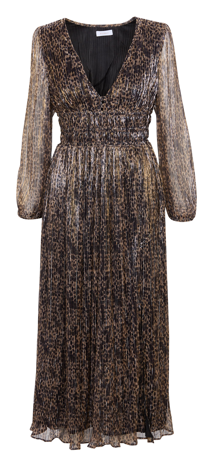 Halflange jurk met V-hals en print KOOKAI Zwart