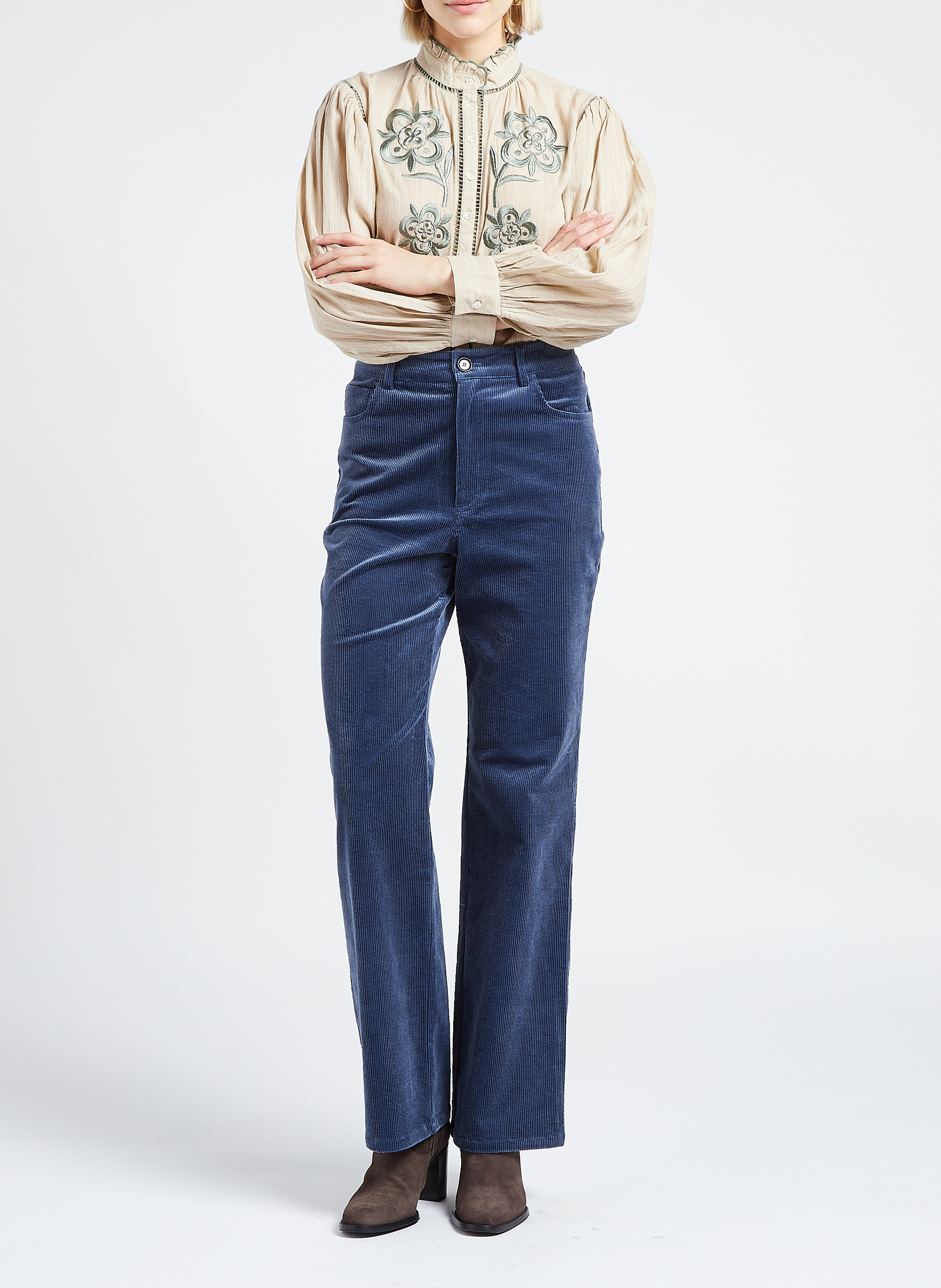 Gerade geschnittene Taillenhose aus Baumwoll-Mix ANTIK BATIK Blau