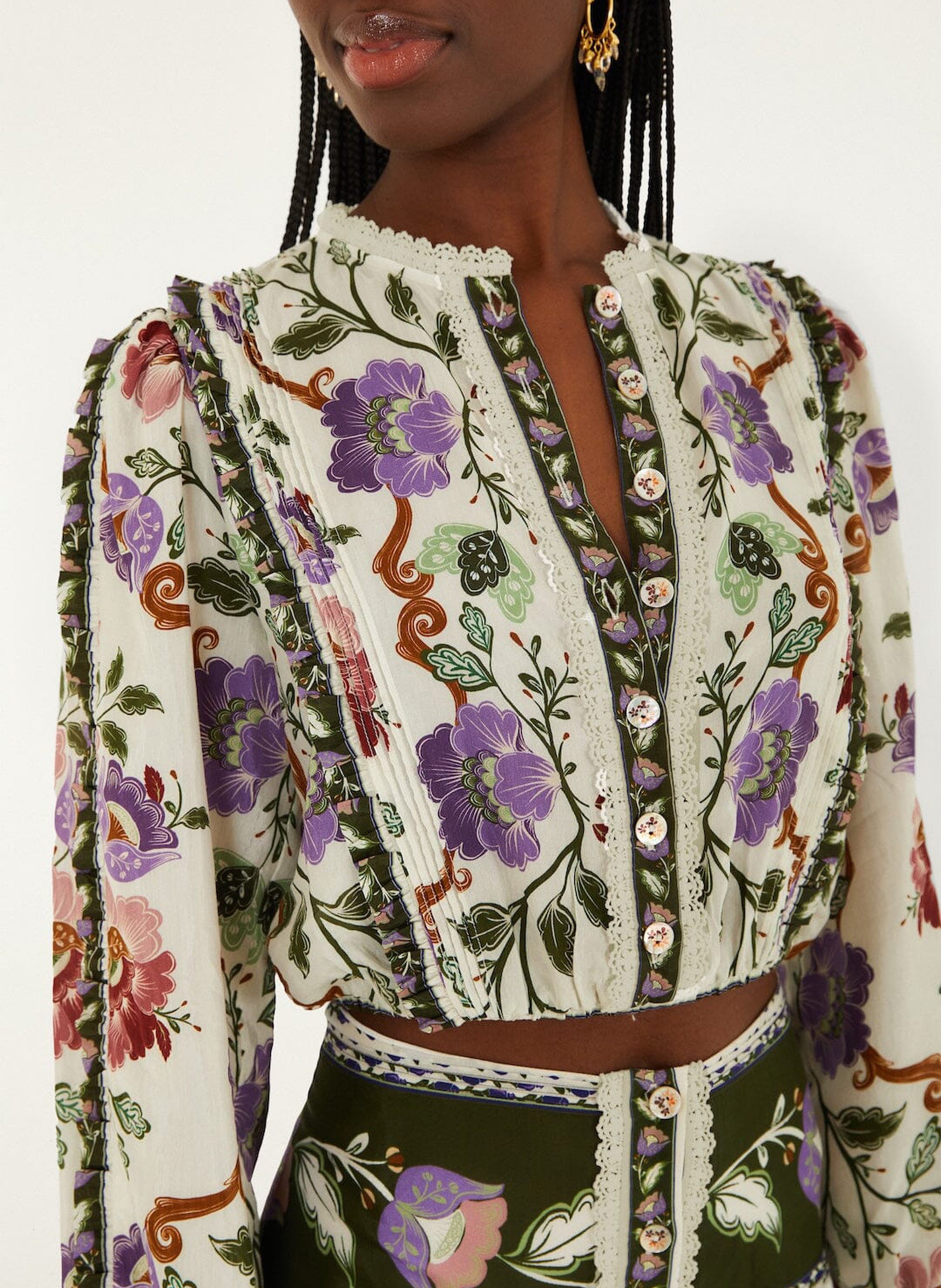 Top droit col rond en coton mélangé imprimé FARM RIO Multicolore