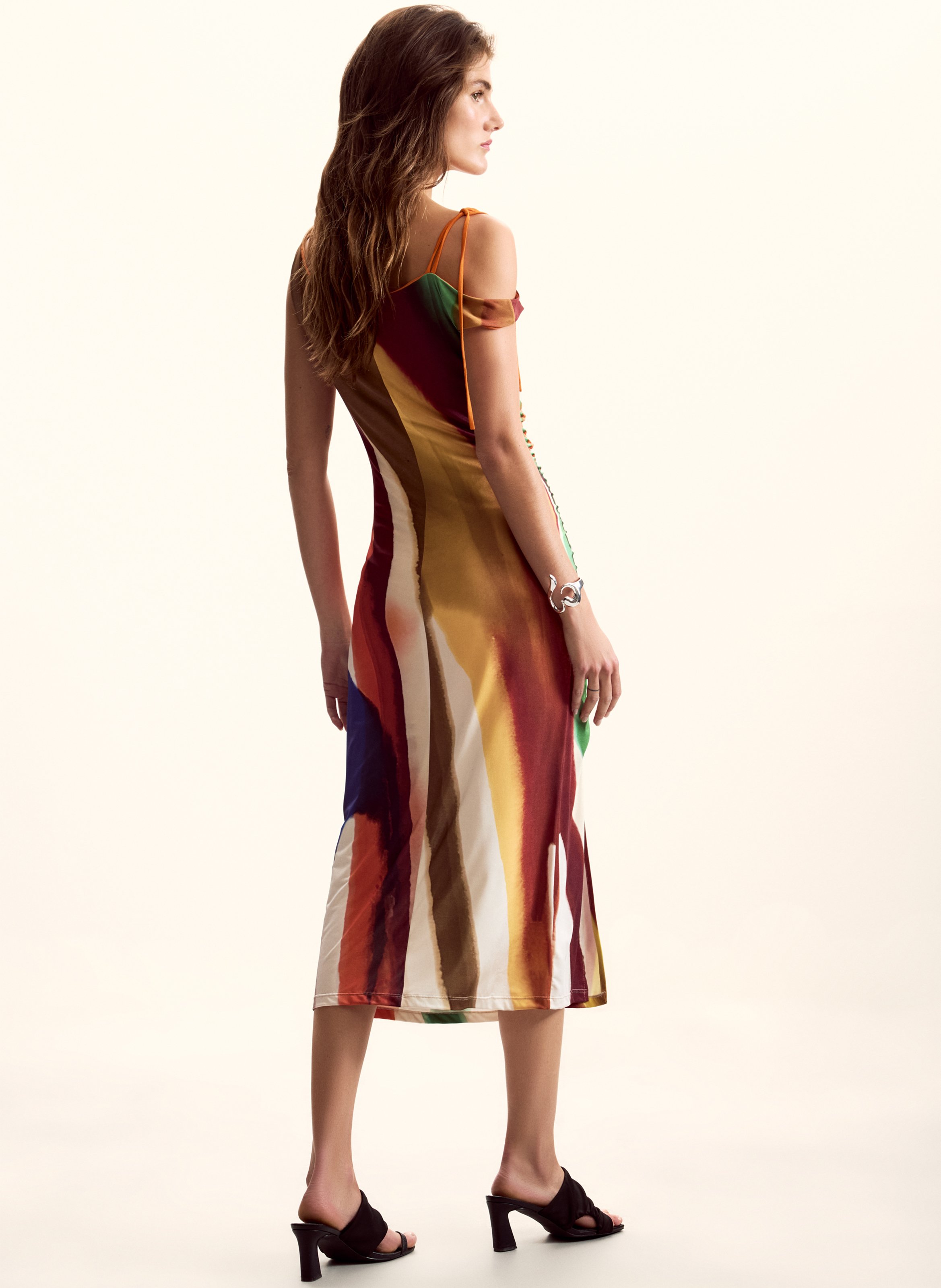 Robe midi col bateau imprimée DESIGUAL Blanc