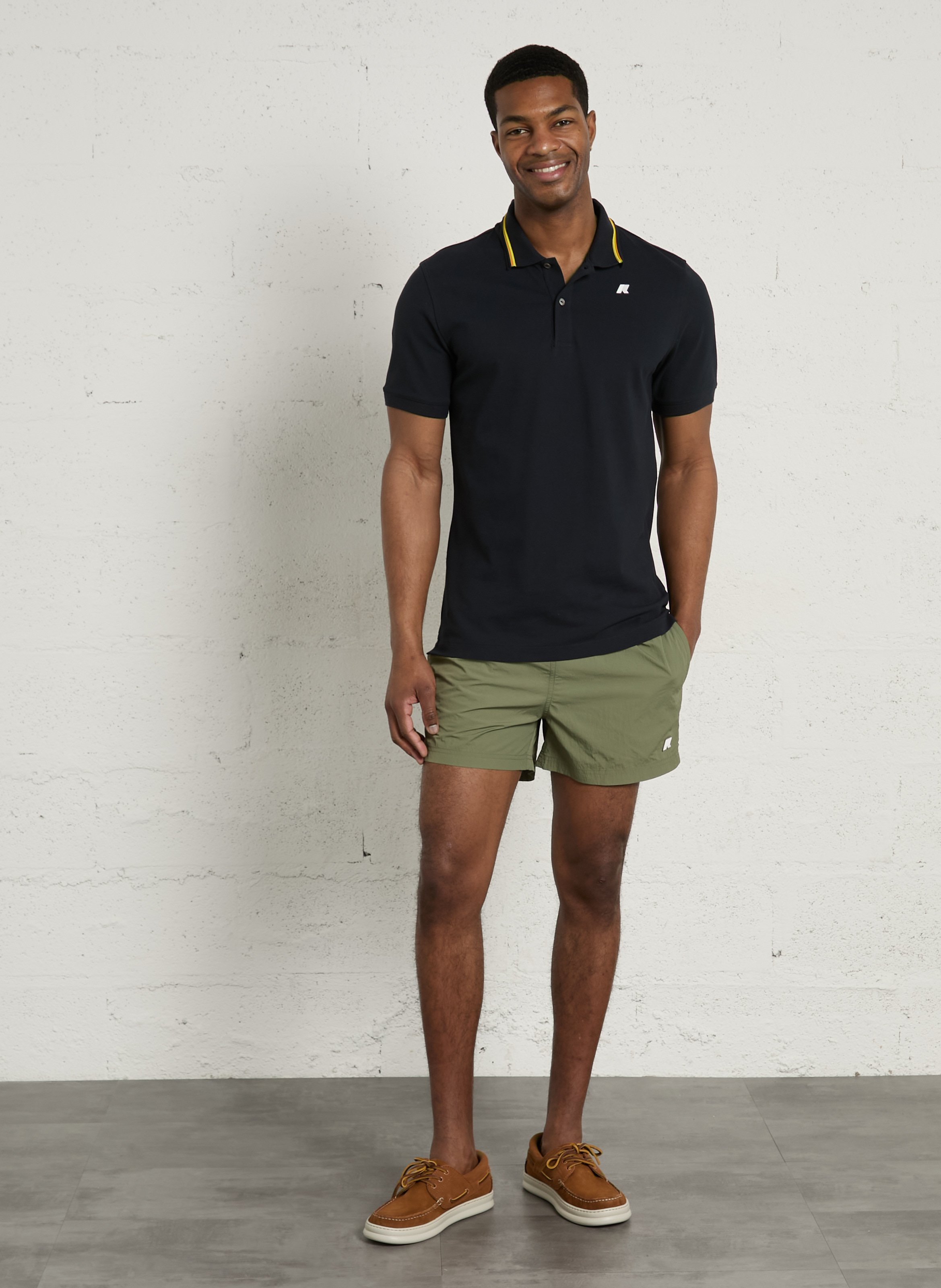 Regular-fit stretch cotton polo shirt K-WAY Blue