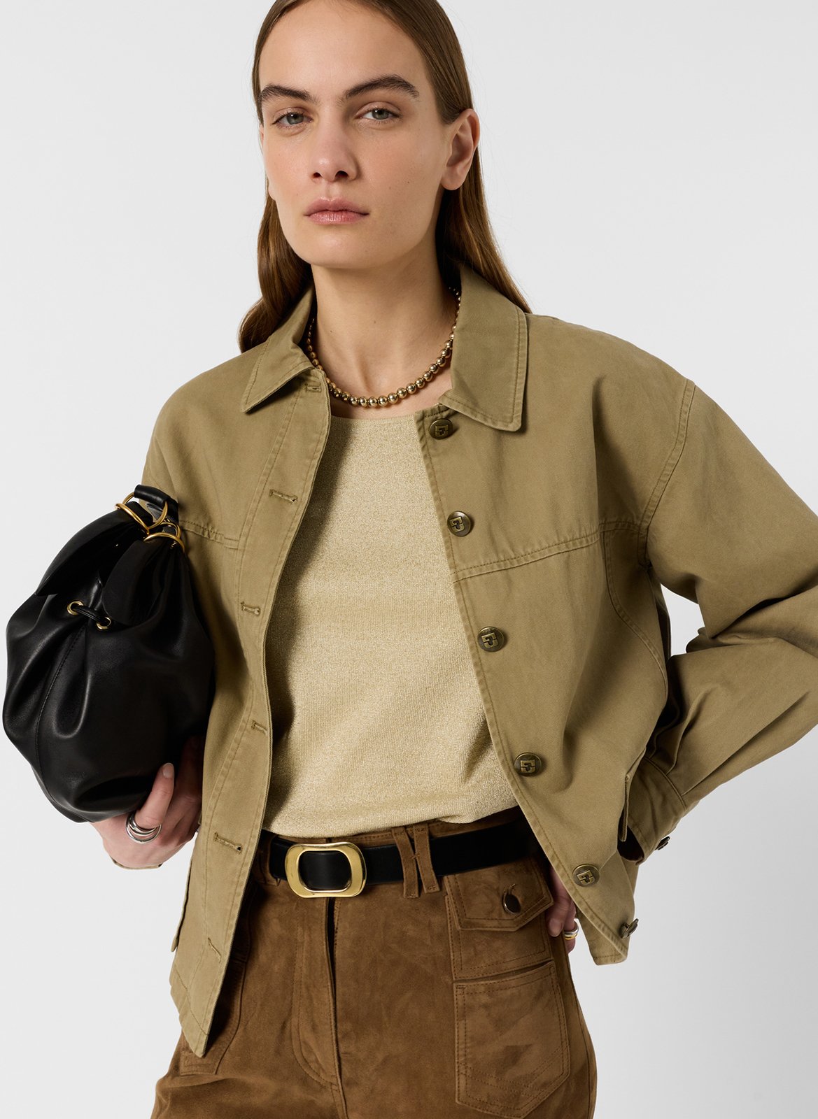 Veste droite col classique en coton GERARD DAREL Khaki