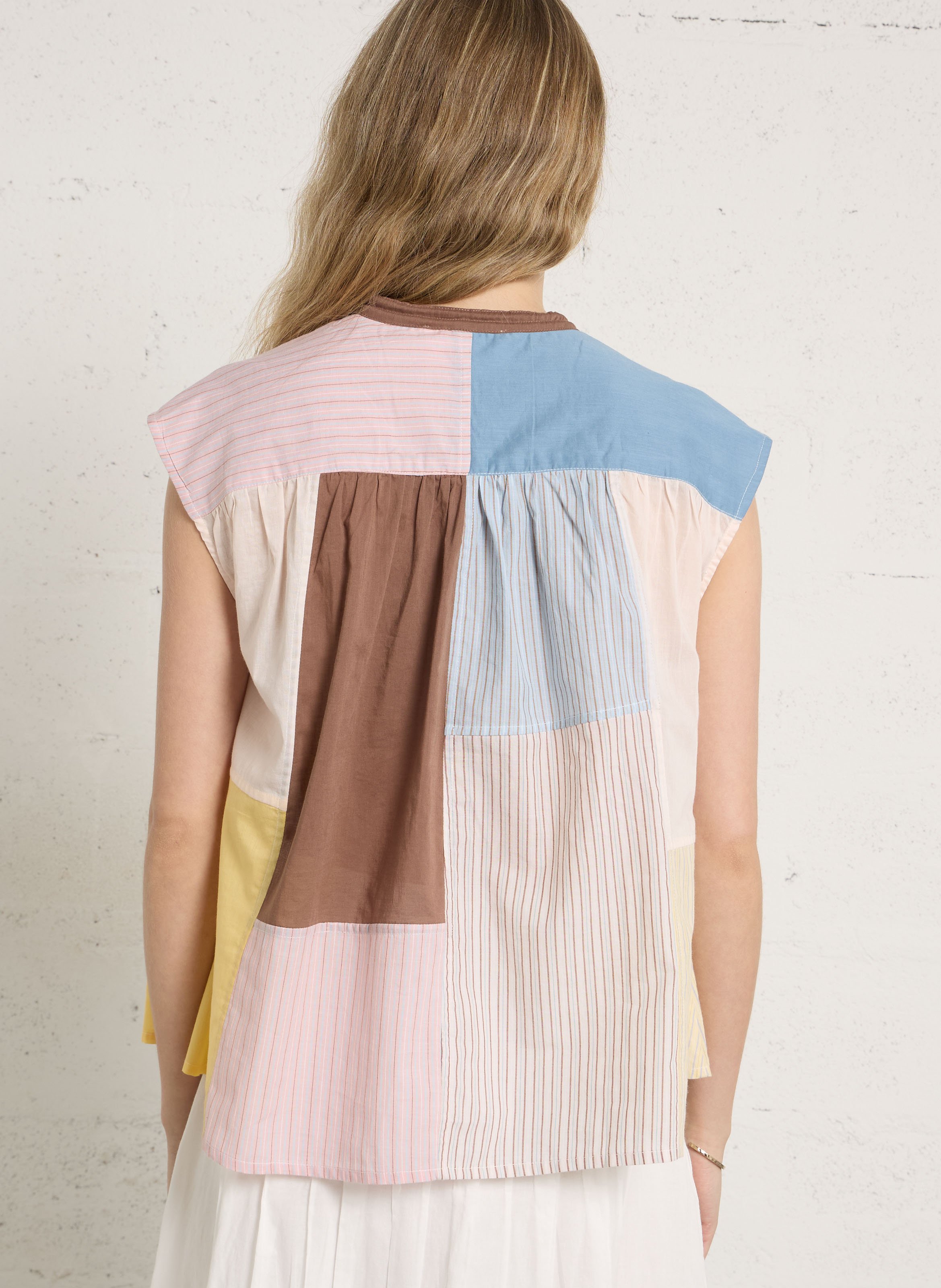 Weite Bluse aus Bio-Baumwolle mit Rundhalsausschnitt LEON & HARPER Mehrfarbig