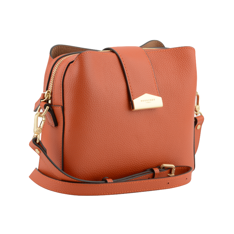 Leather clutch bag Orange