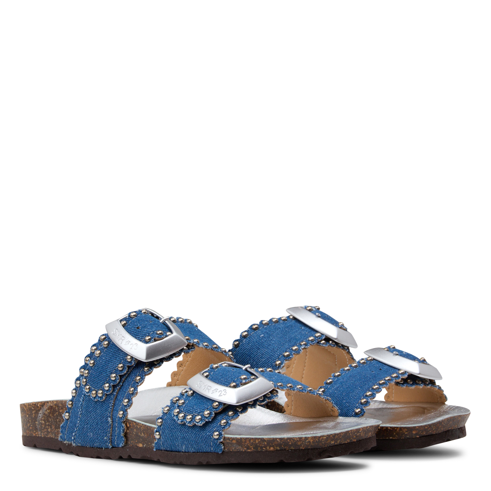 Sandales plates à brides en cuir SEMERDJIAN - SMR Bleu