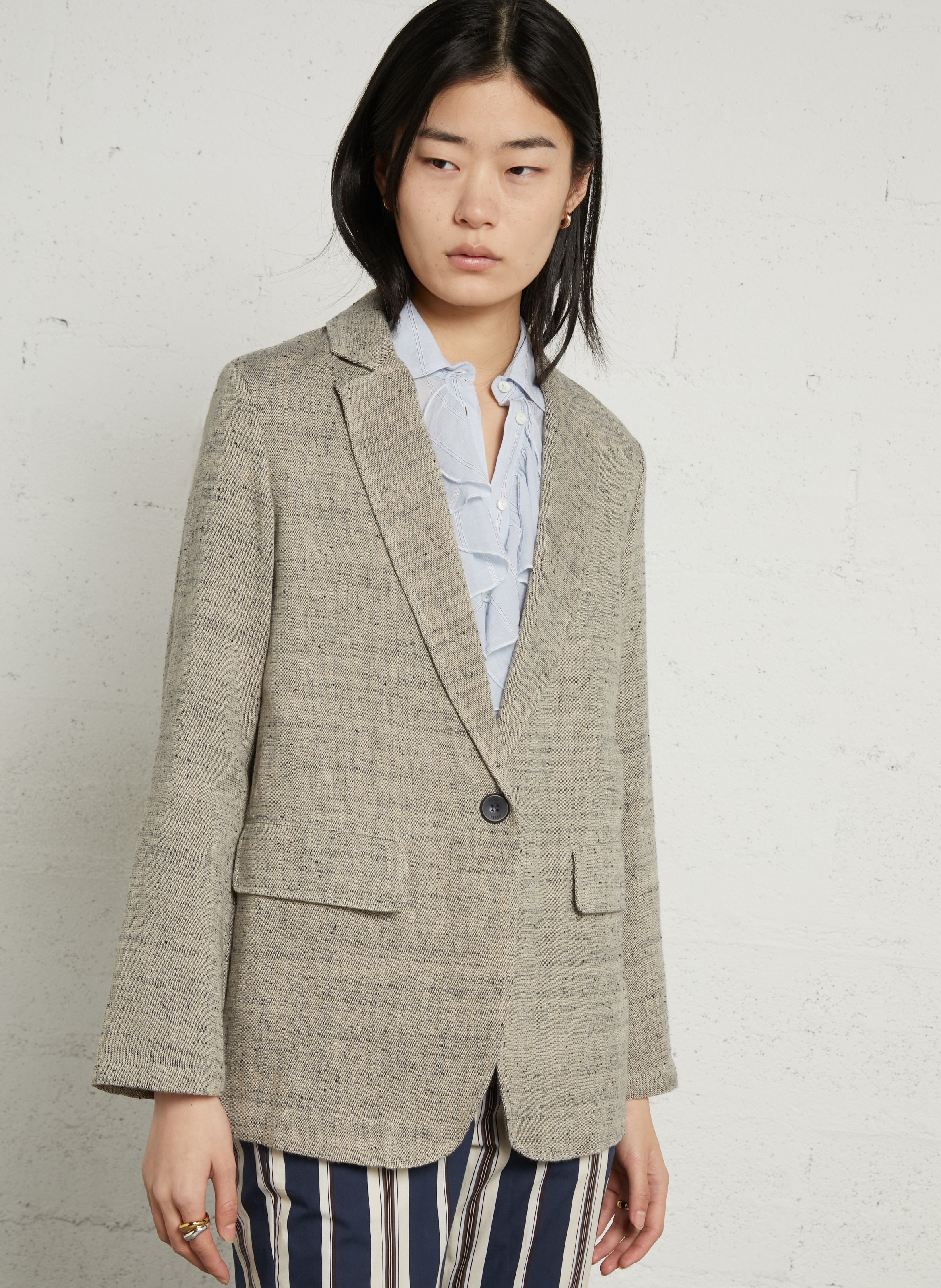 Veste droite col tailleur chinée en cachemire mélangé DIEGA Multicolore