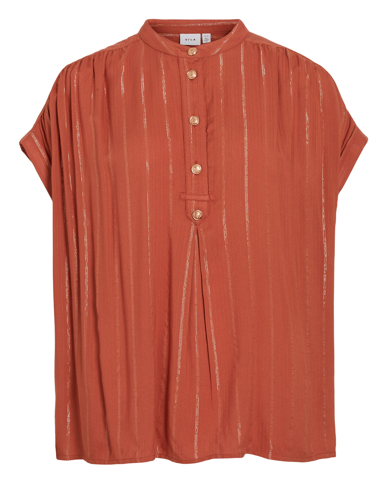 Oversize Bluse mit Mao-Kragen aus Baumwollmischung VILA Orange