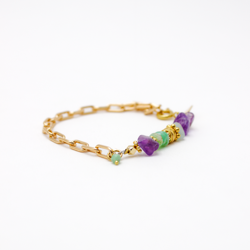 Bracelet tihe heishi et crunchs - margaux L'ATELIER DES DAMES Doré