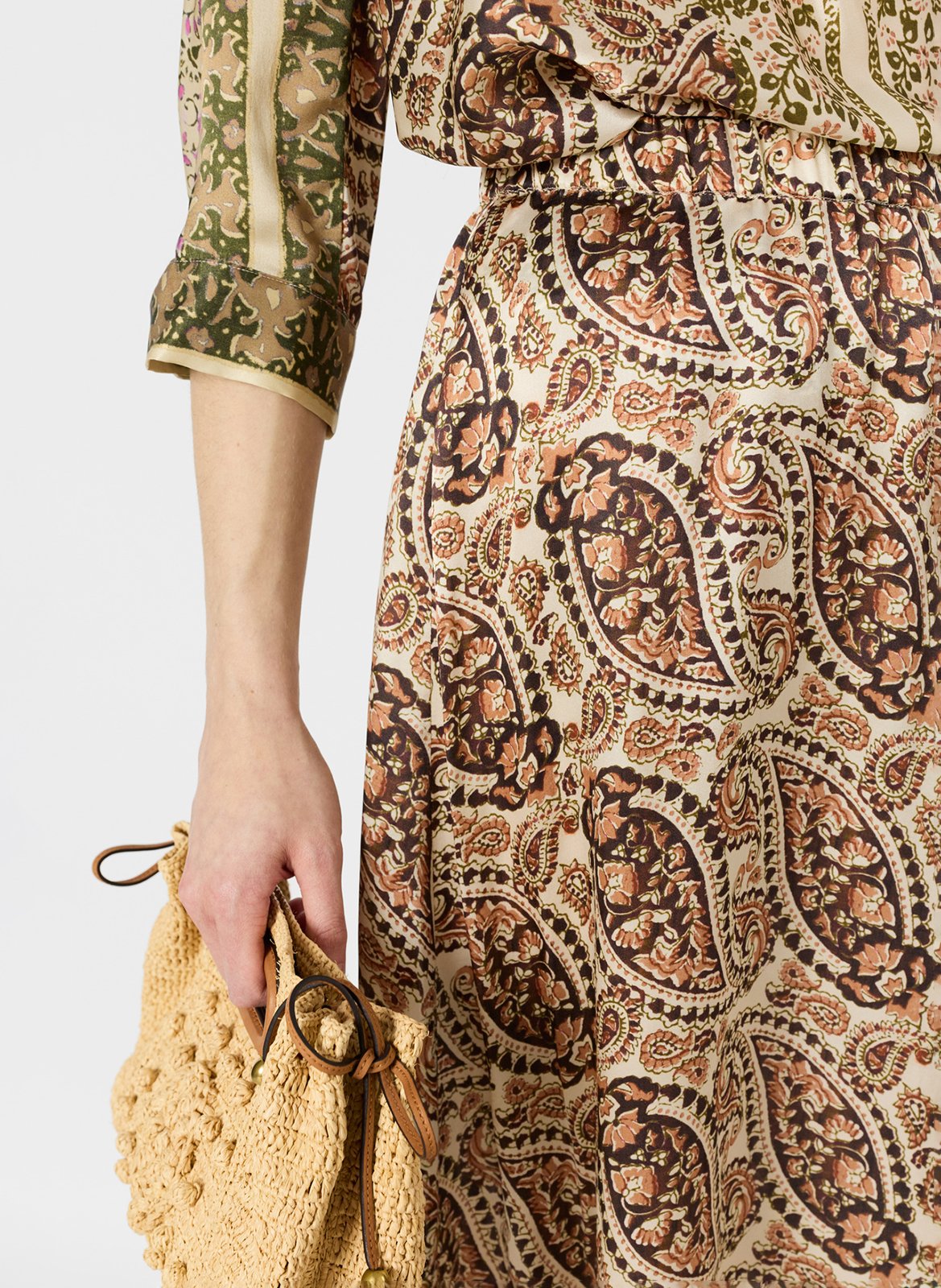 Jupe longue imprimée en soie GERARD DAREL Noir