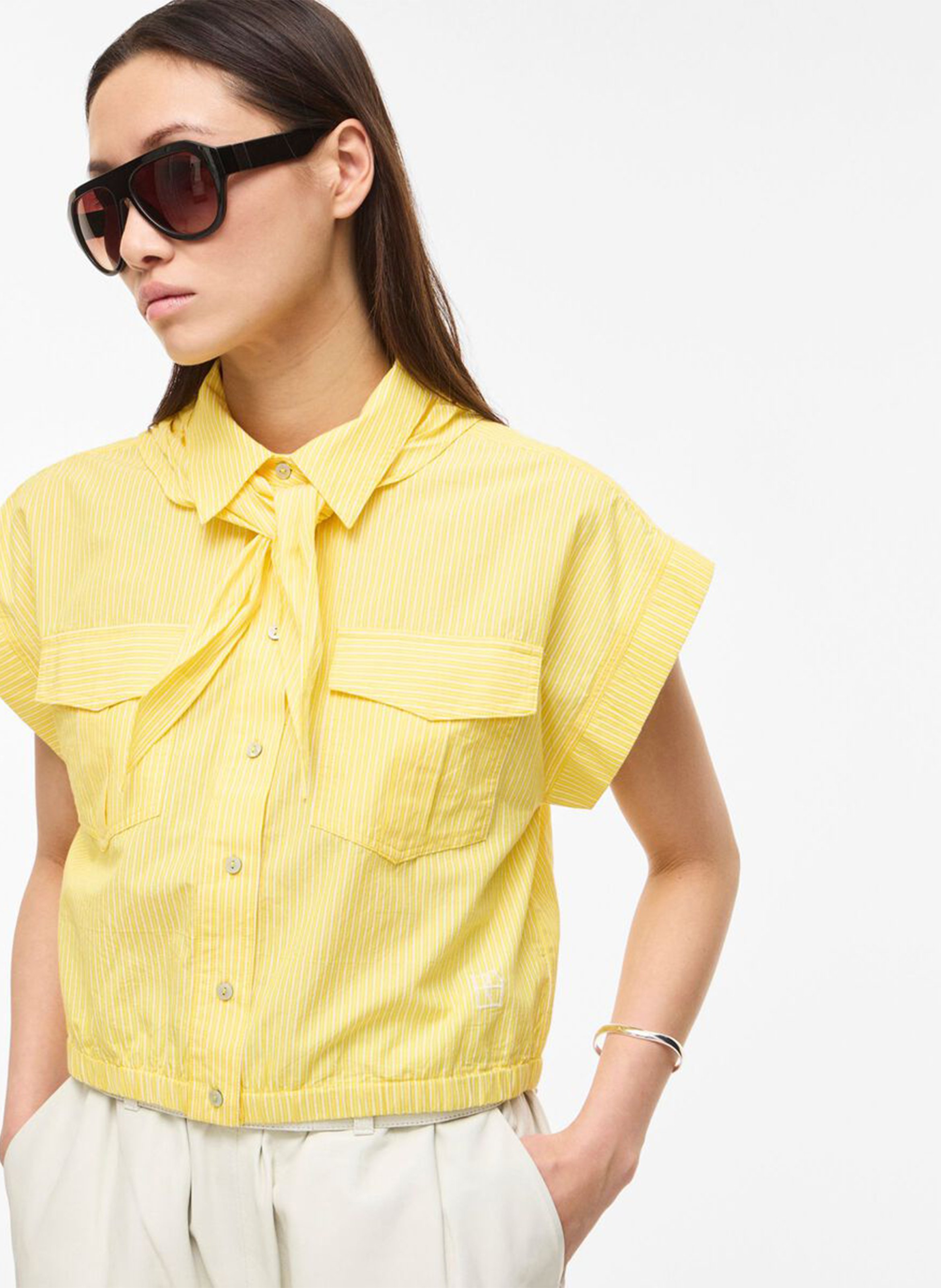 Bedrucktes Hemd mit klassischem Kragen ROUGE EDIT Gelb