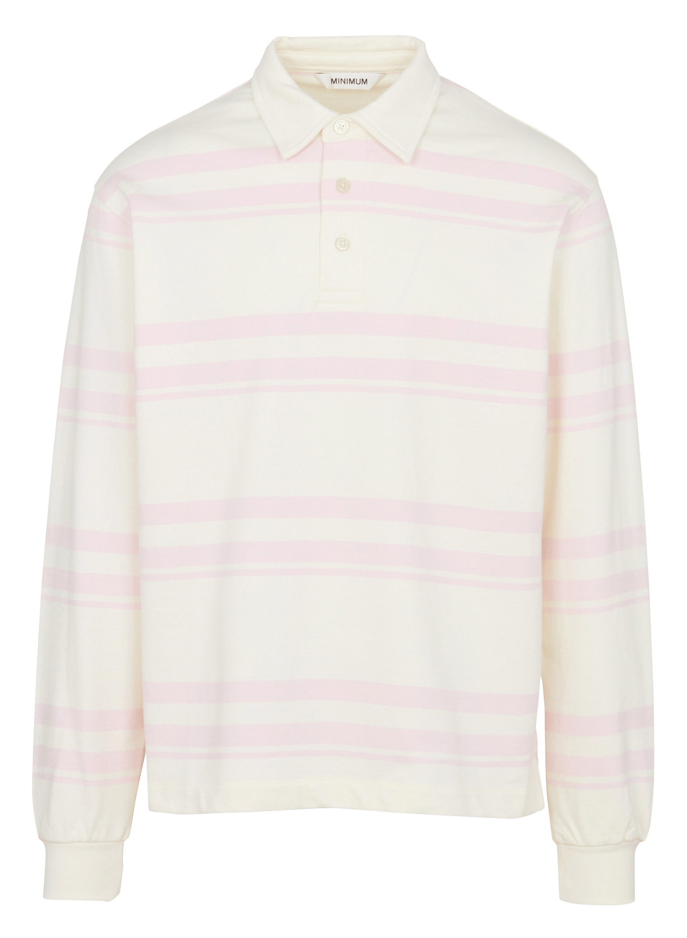 Striped straight organic cotton polo. MINIMUM Pink