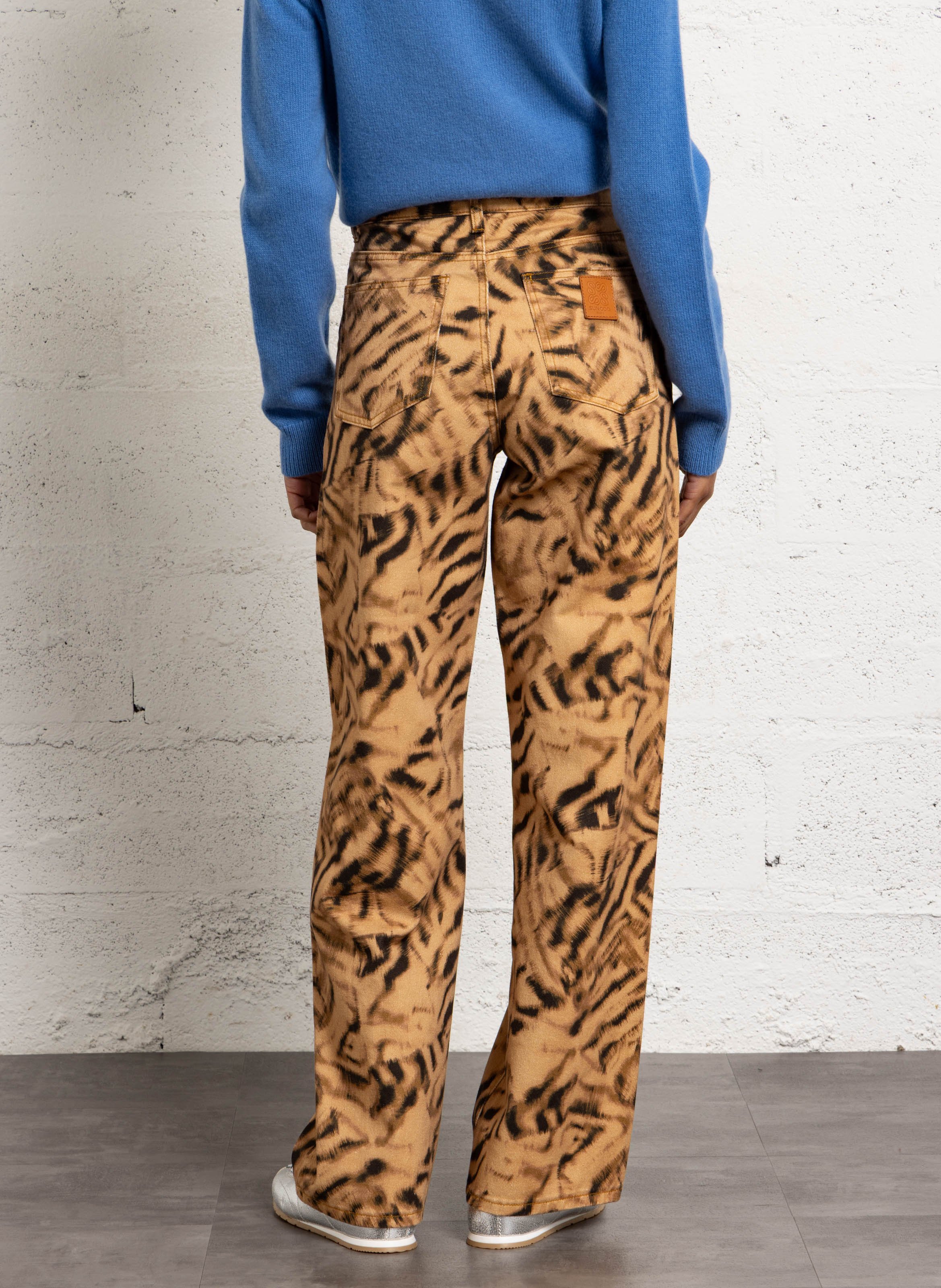 High-rise straight cotton jeans SUNCOO Beige