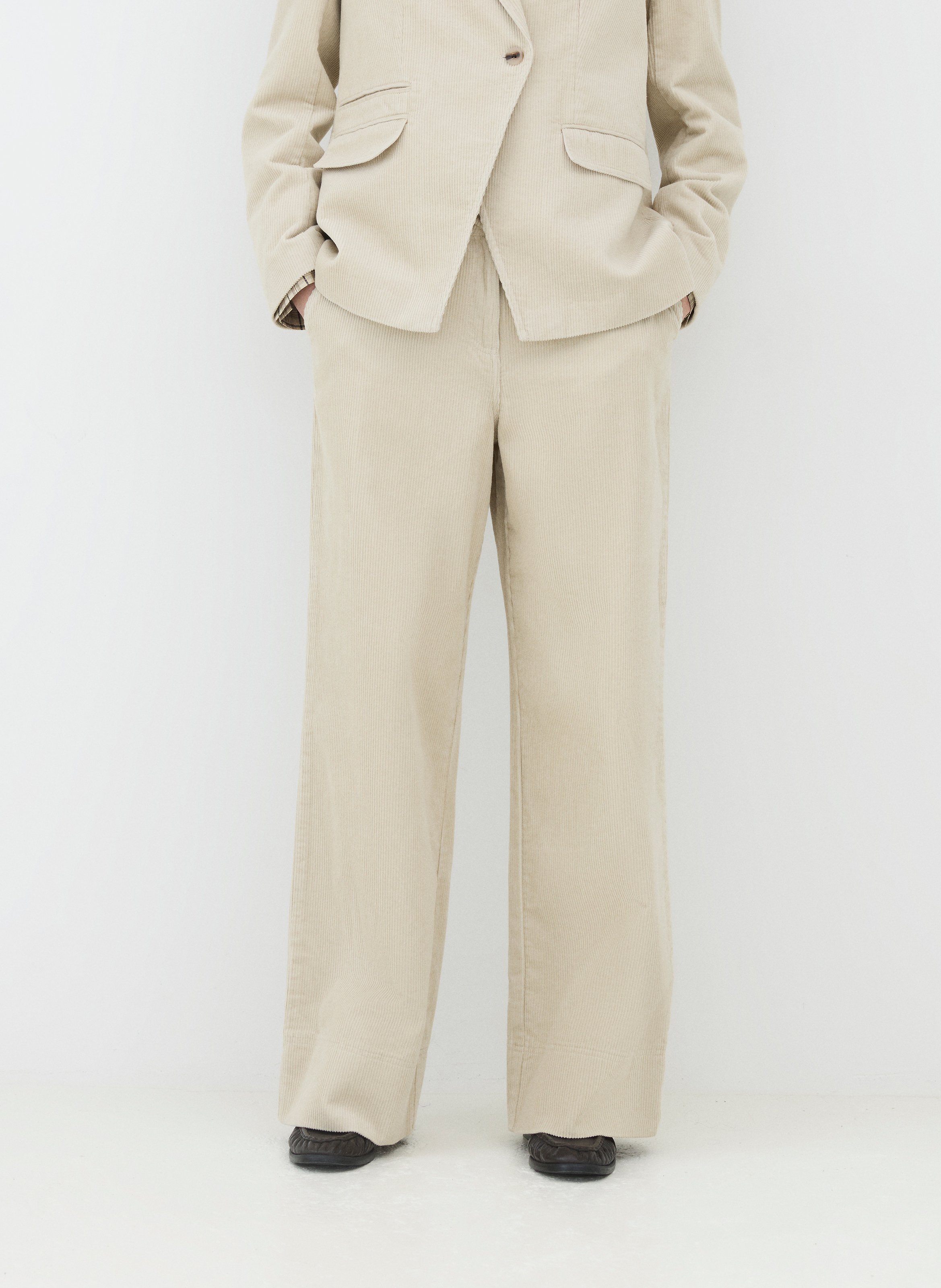 Pantalon large en velours côtelé ROUGE EDIT Beige