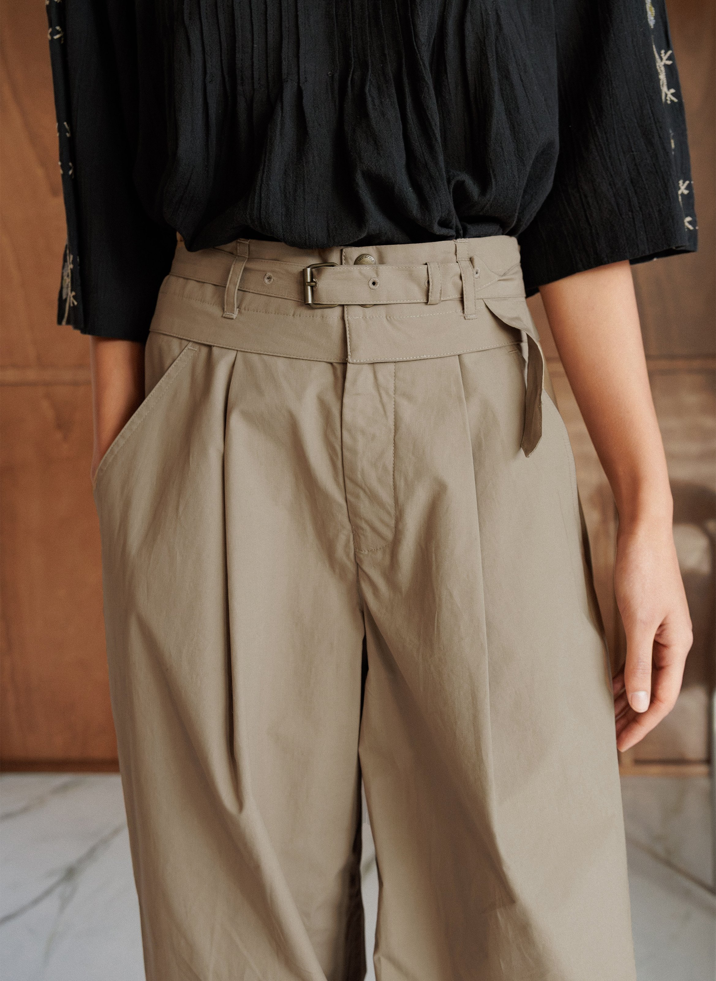 Wide-leg high-rise cotton pants INDI & COLD Grey