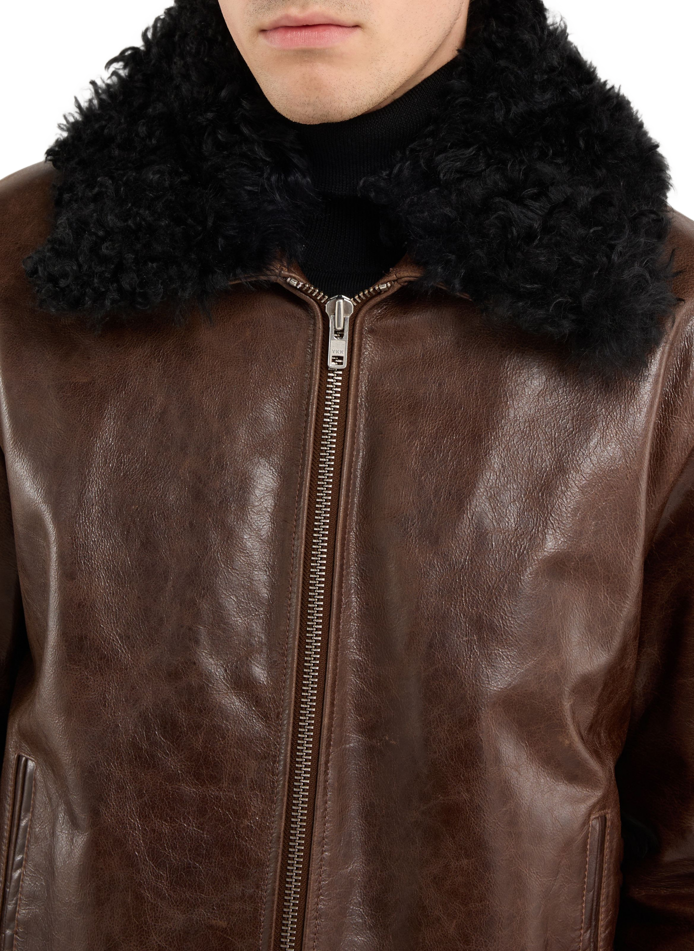 Veste izzy à col fourrure en cuir de vachette izzy SAISON 1865 Marron