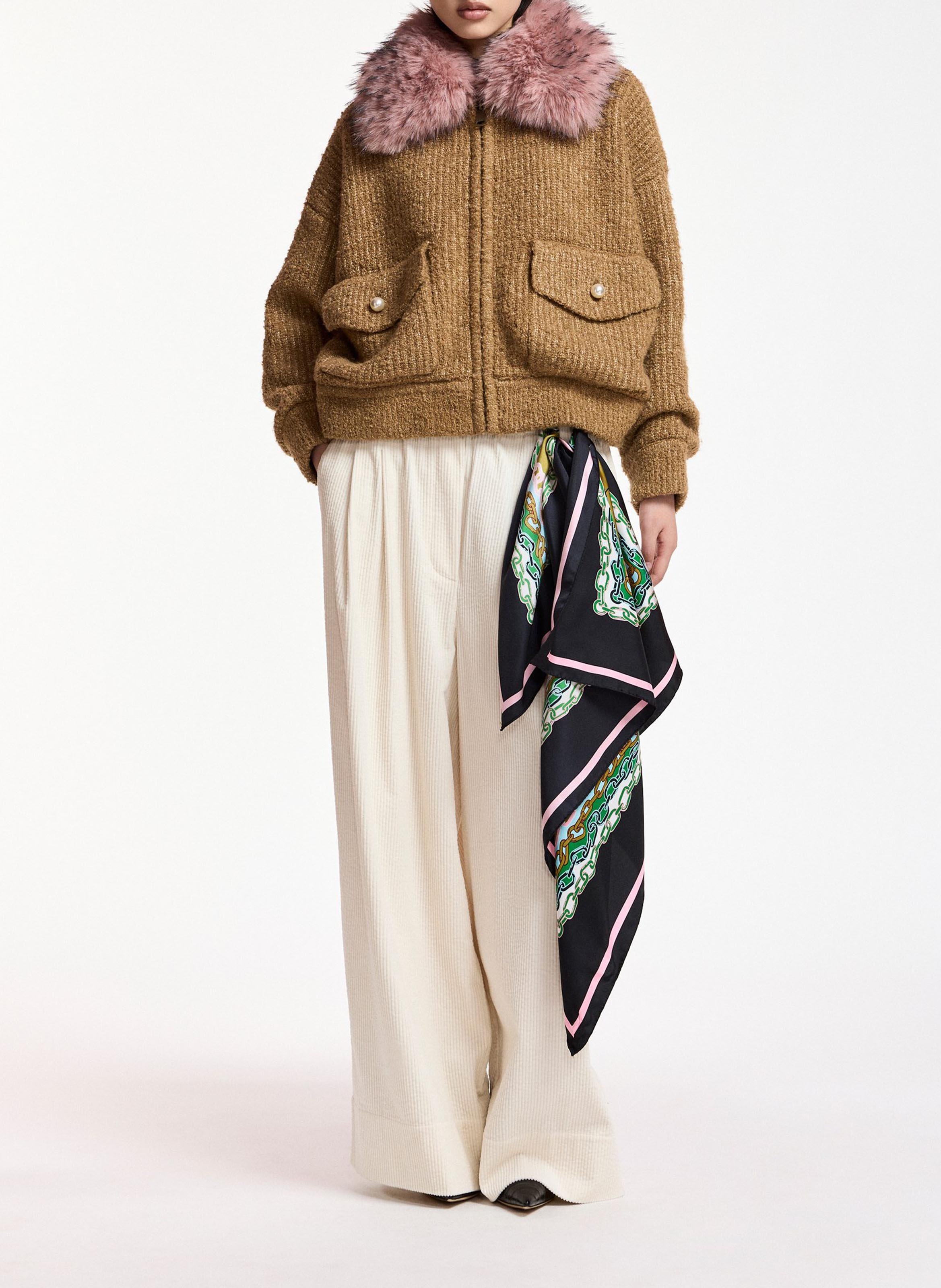 Oversized aviator jacket with removable collar ESSENTIEL ANTWERP Brown